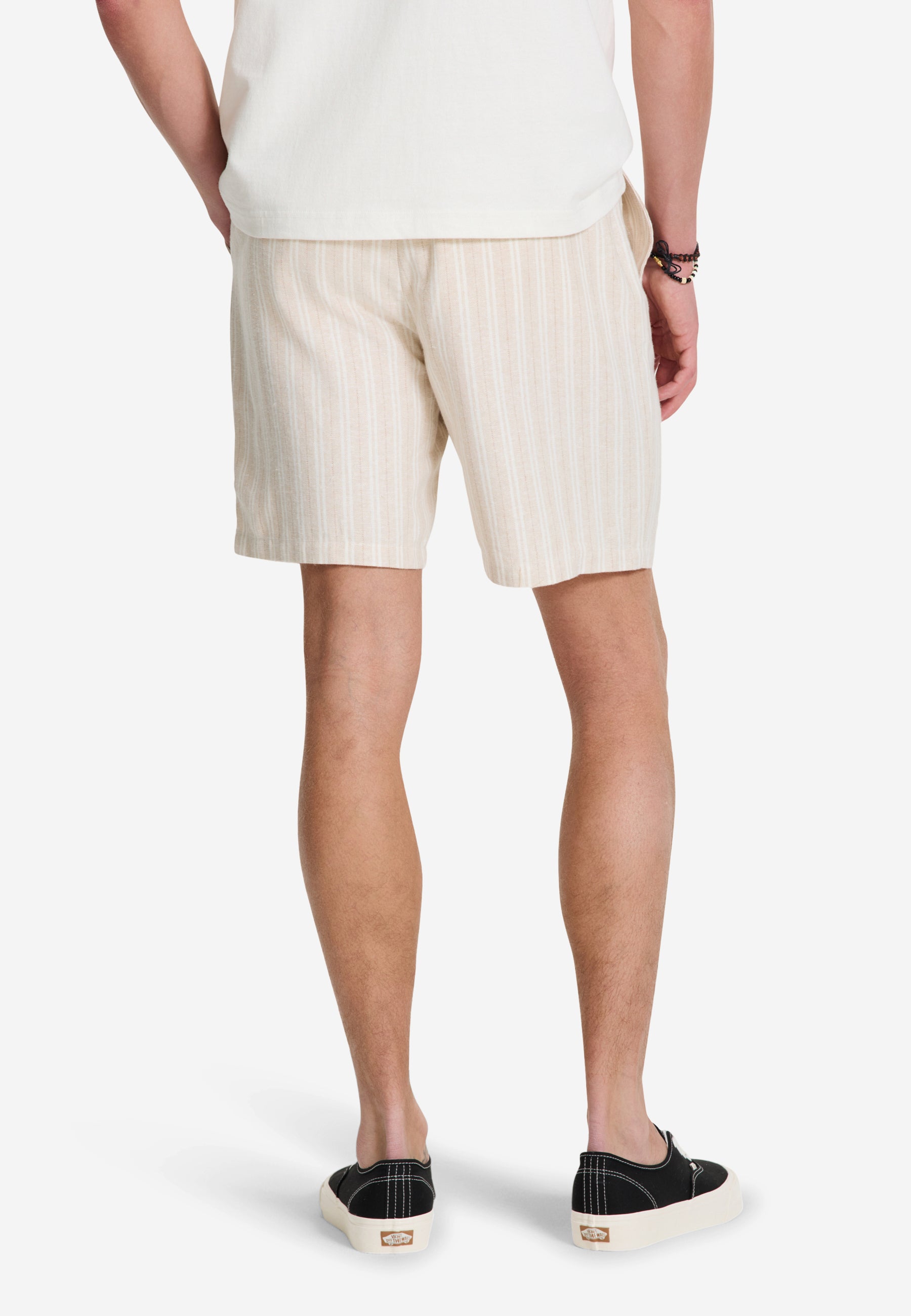LEWIS linnen korte broek yarn dye stripes | beige