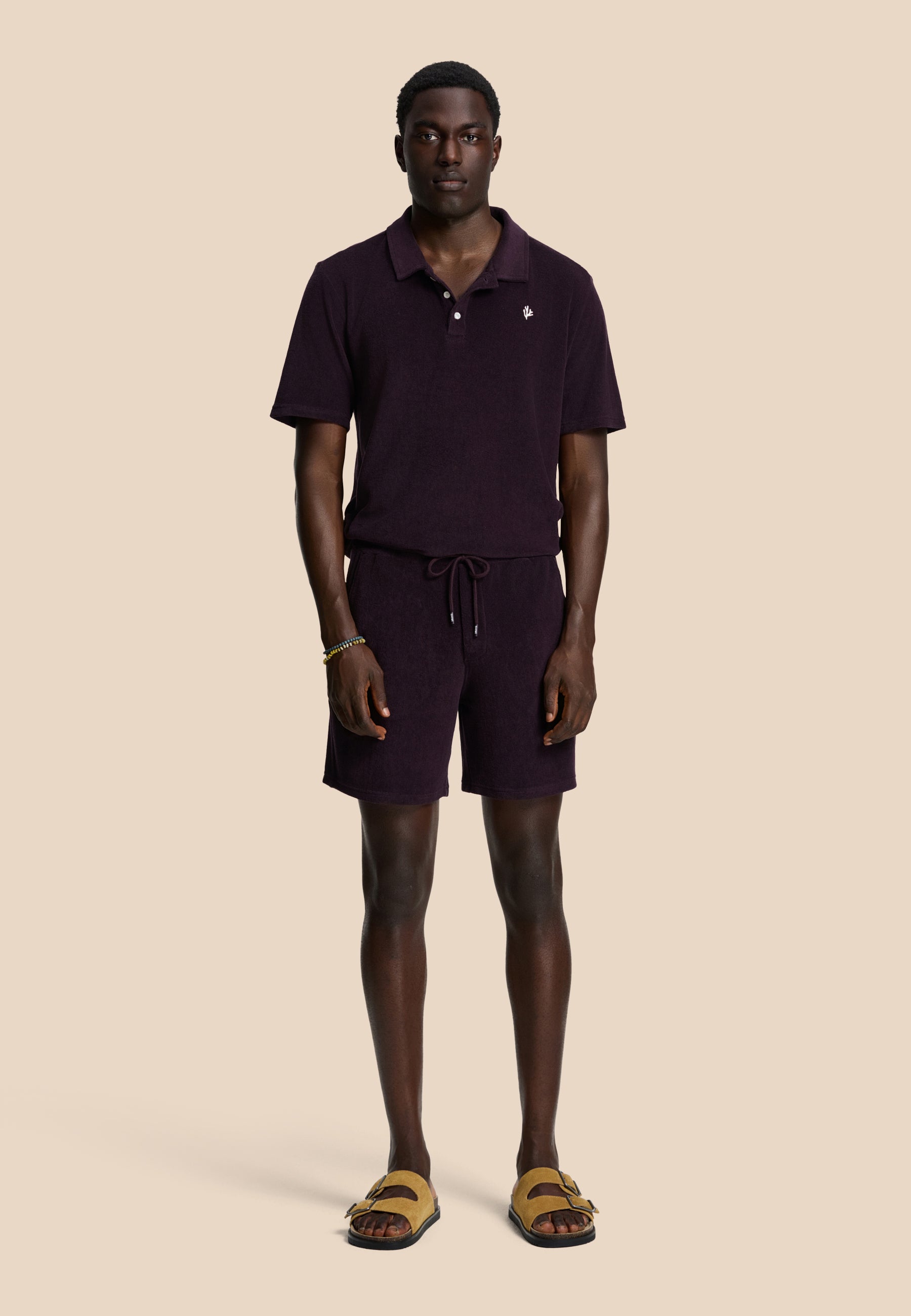 EVAN toweling shorts solid | purple rock