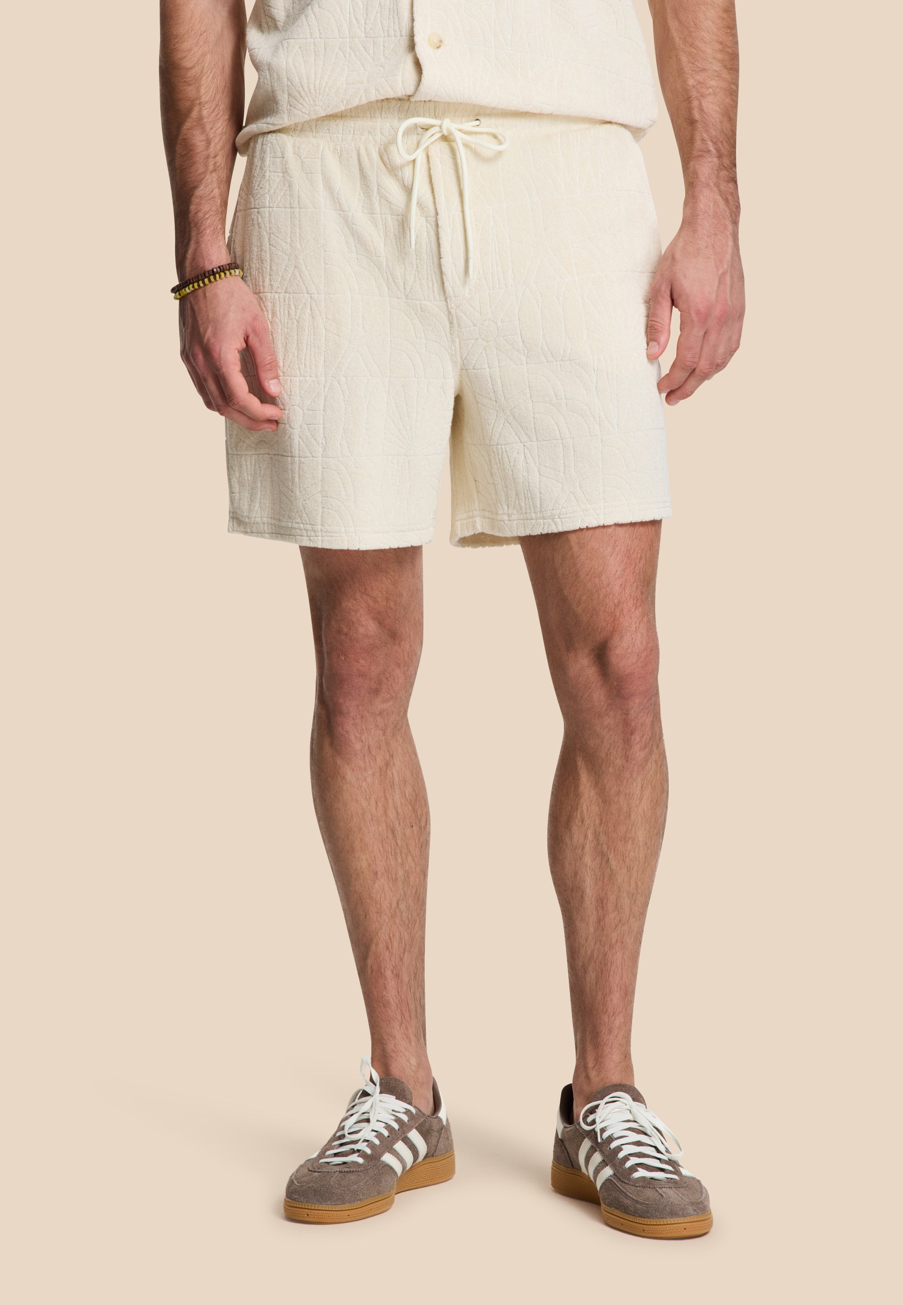 TONY toweling shorts geo sun | beige