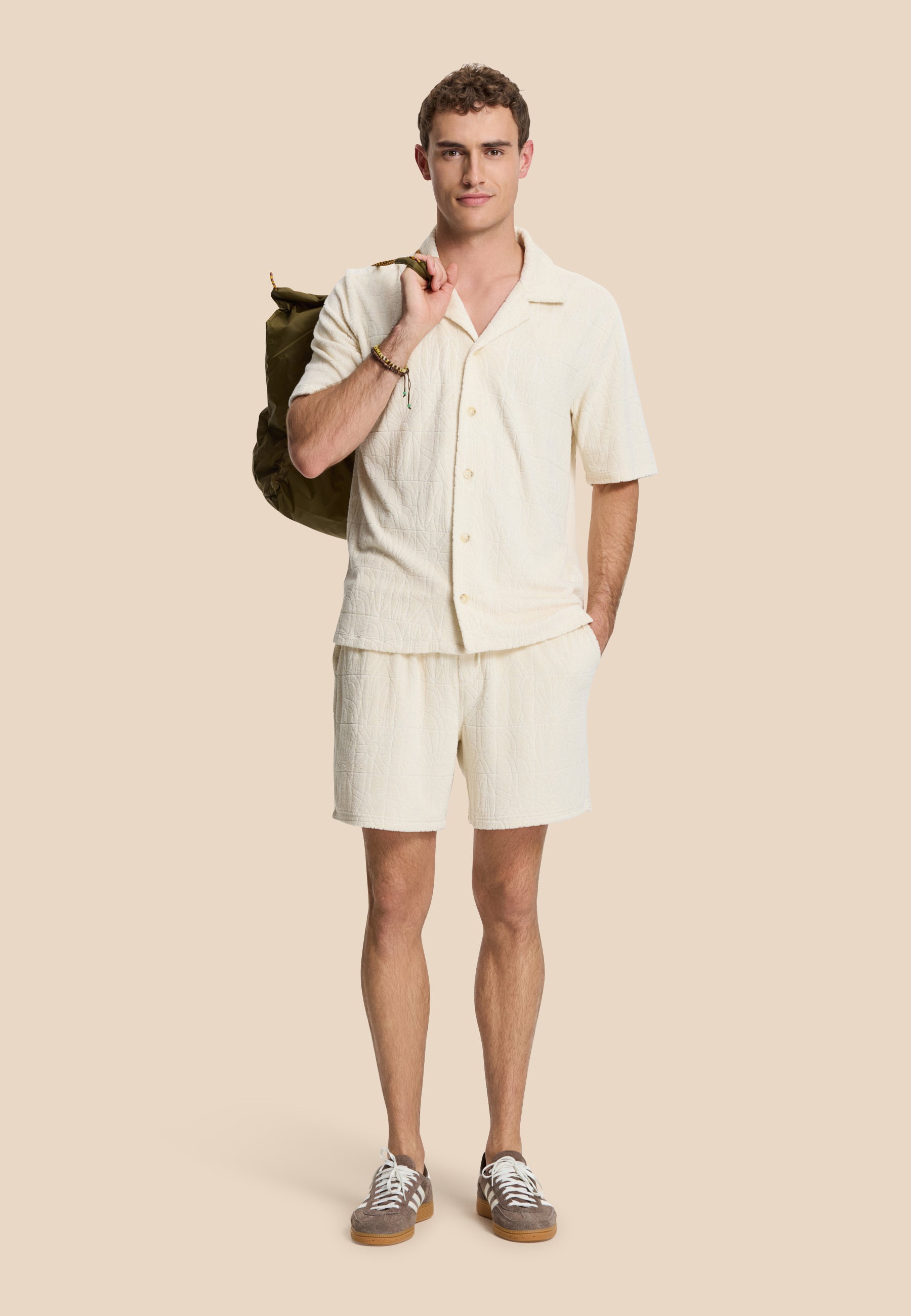 TONY toweling shorts geo sun | beige
