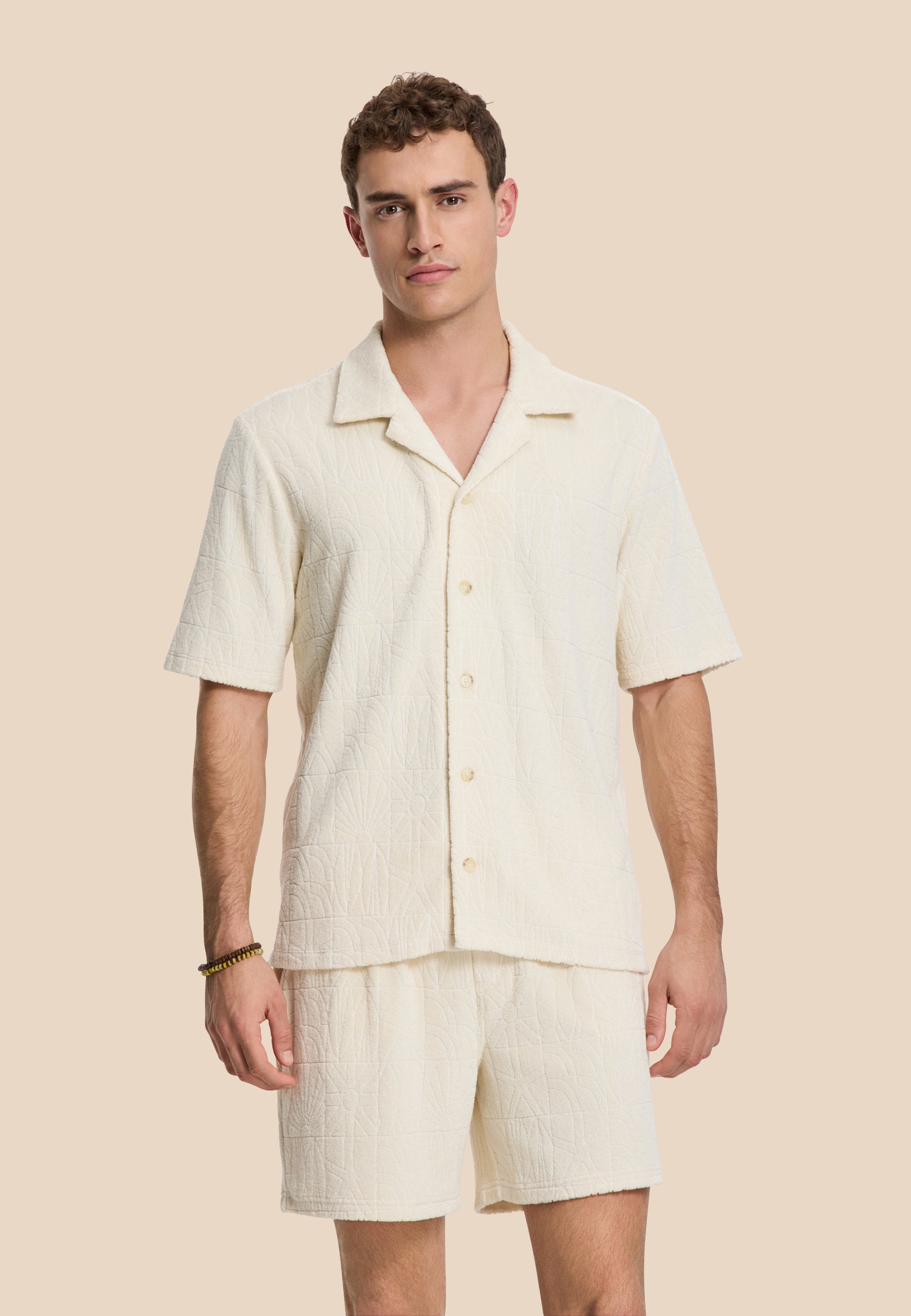 TONY toweling shorts geo sun | beige