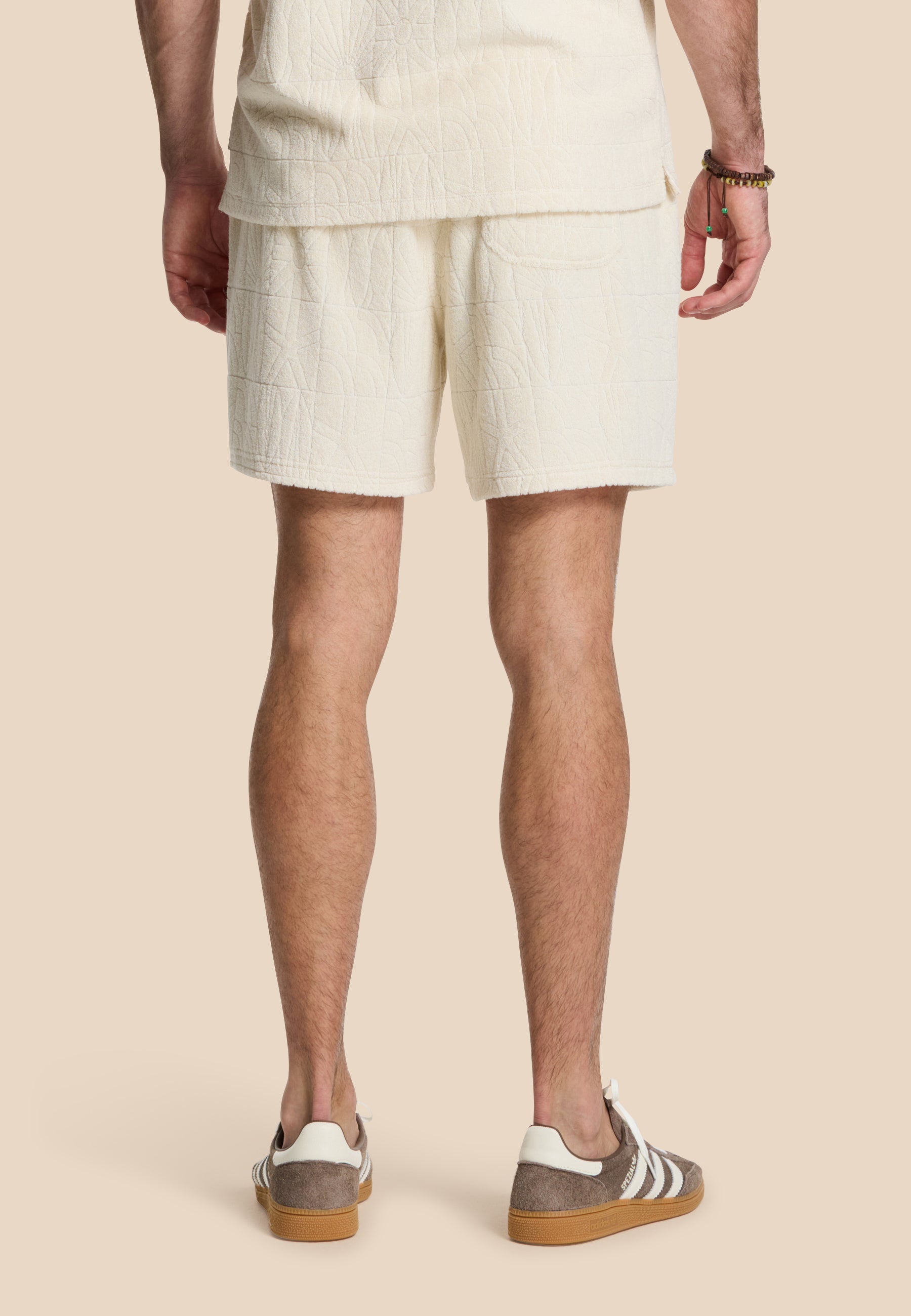 TONY toweling shorts geo sun | beige