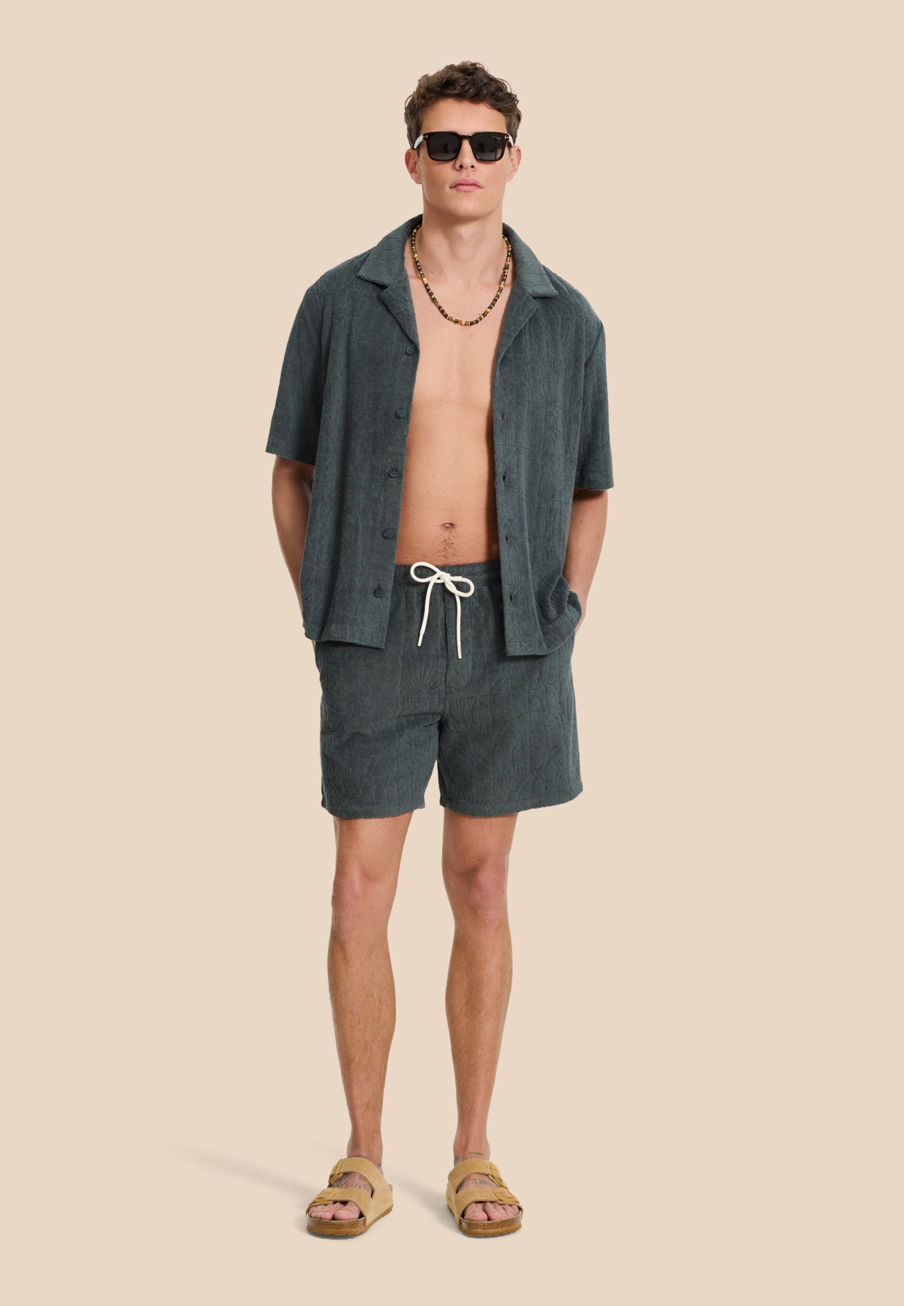 TONY toweling shorts geo sun