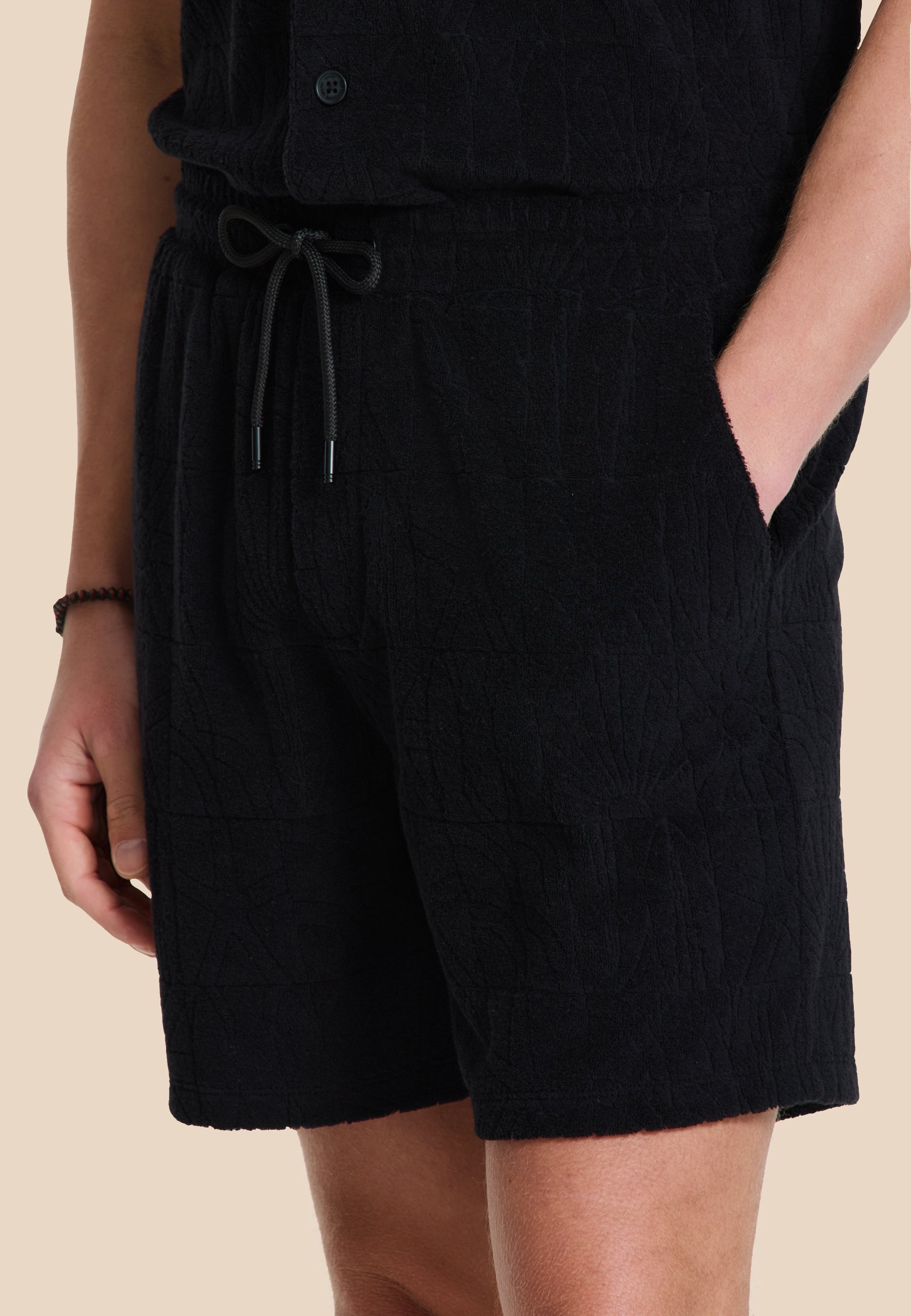 TONY korte broek van badstof geo sun | black