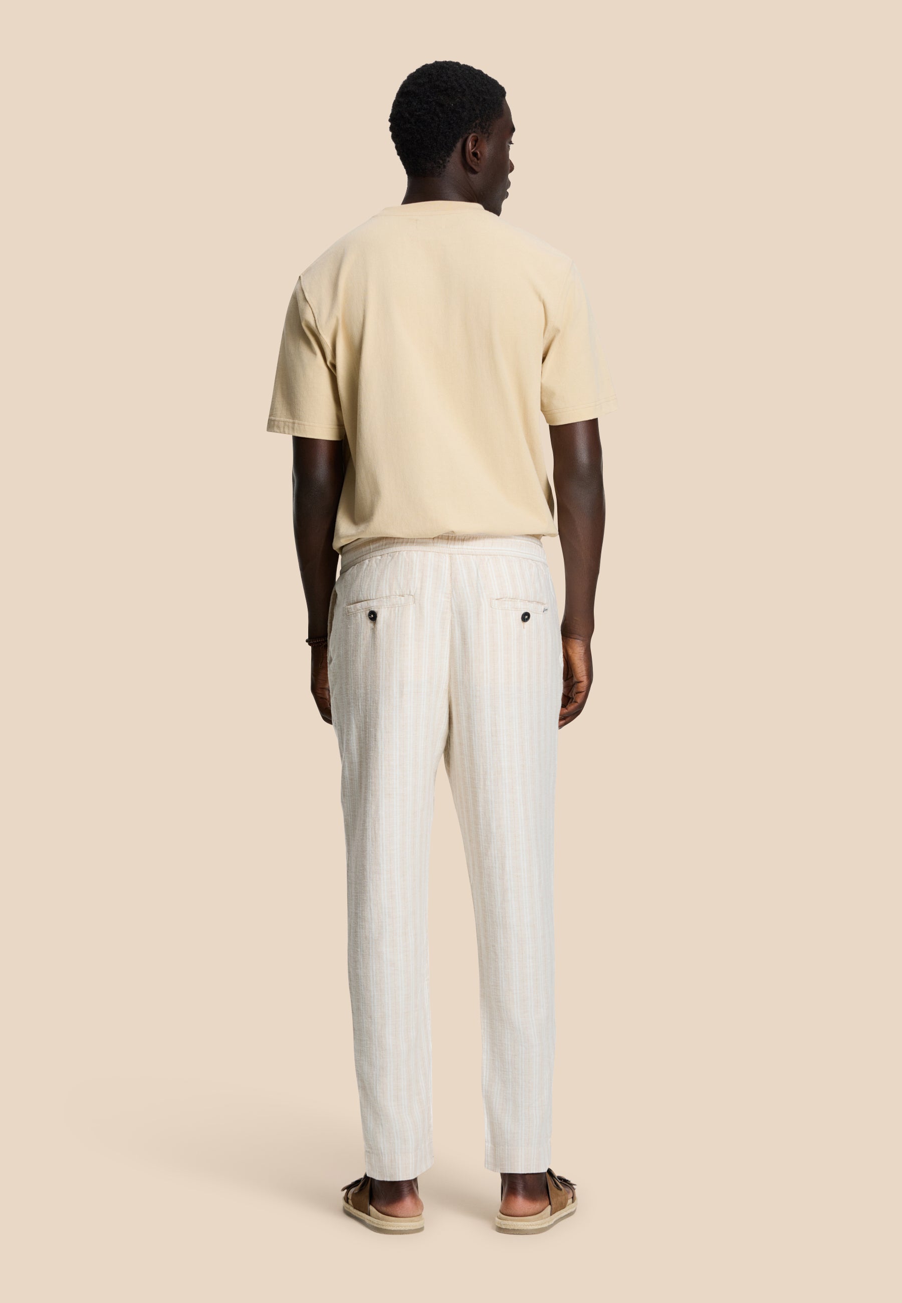 LENNY linen trousers yarn dye stripes | beige sand