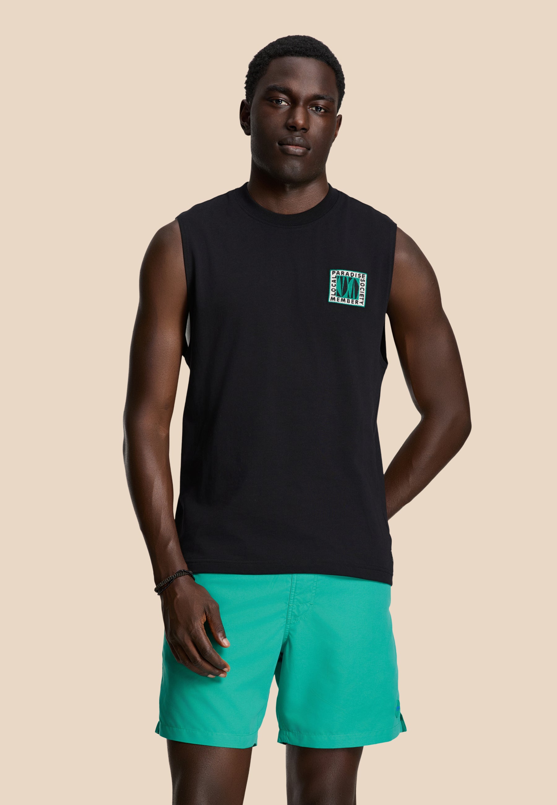 SEAN sleeveless t-shirt paradise block | black