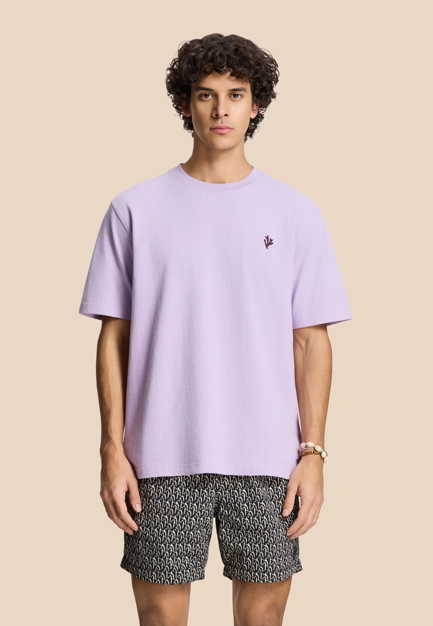 FINN relaxed t-shirt coral logo | purple rose