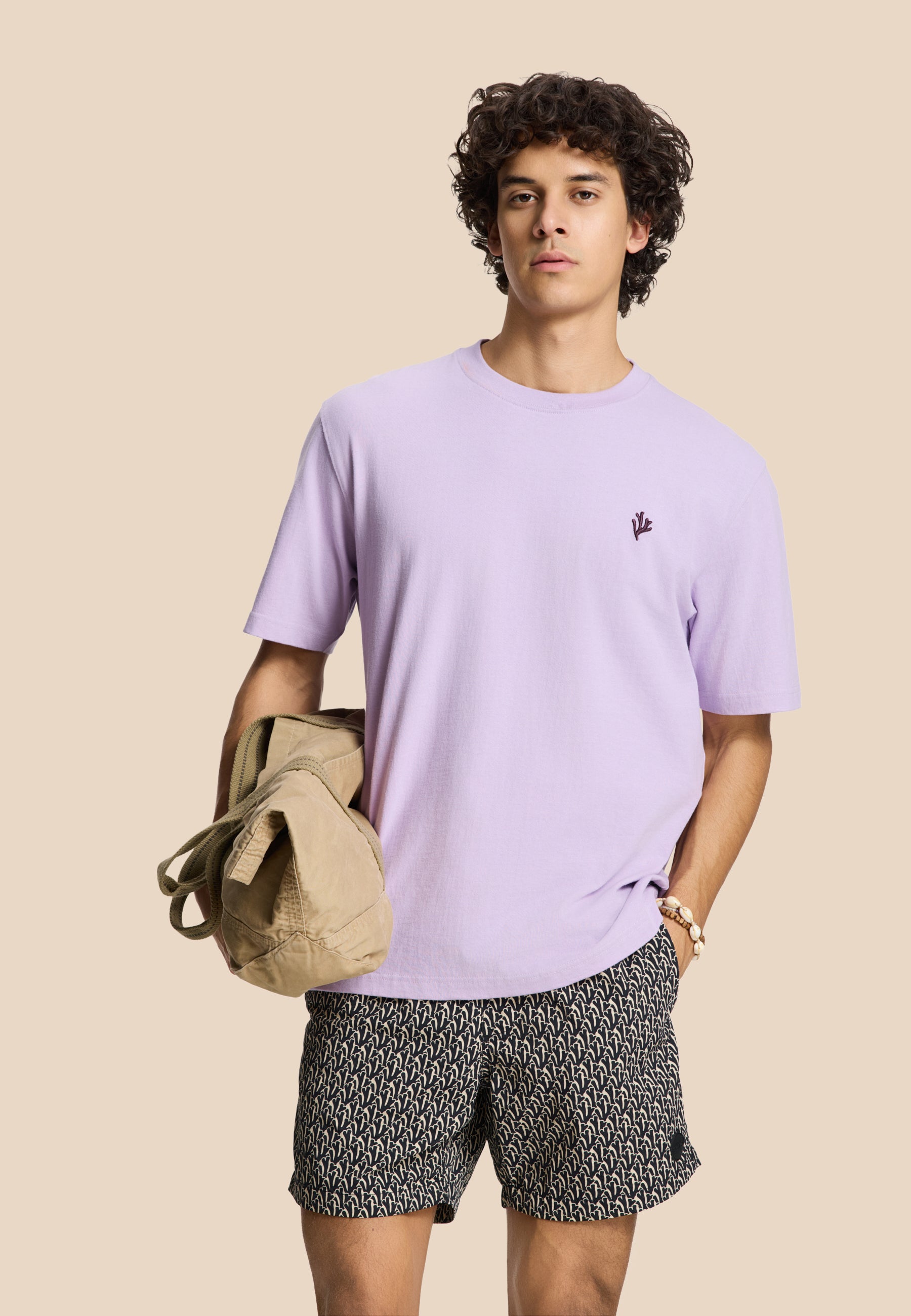 FINN relaxed t-shirt coral logo | purple rose