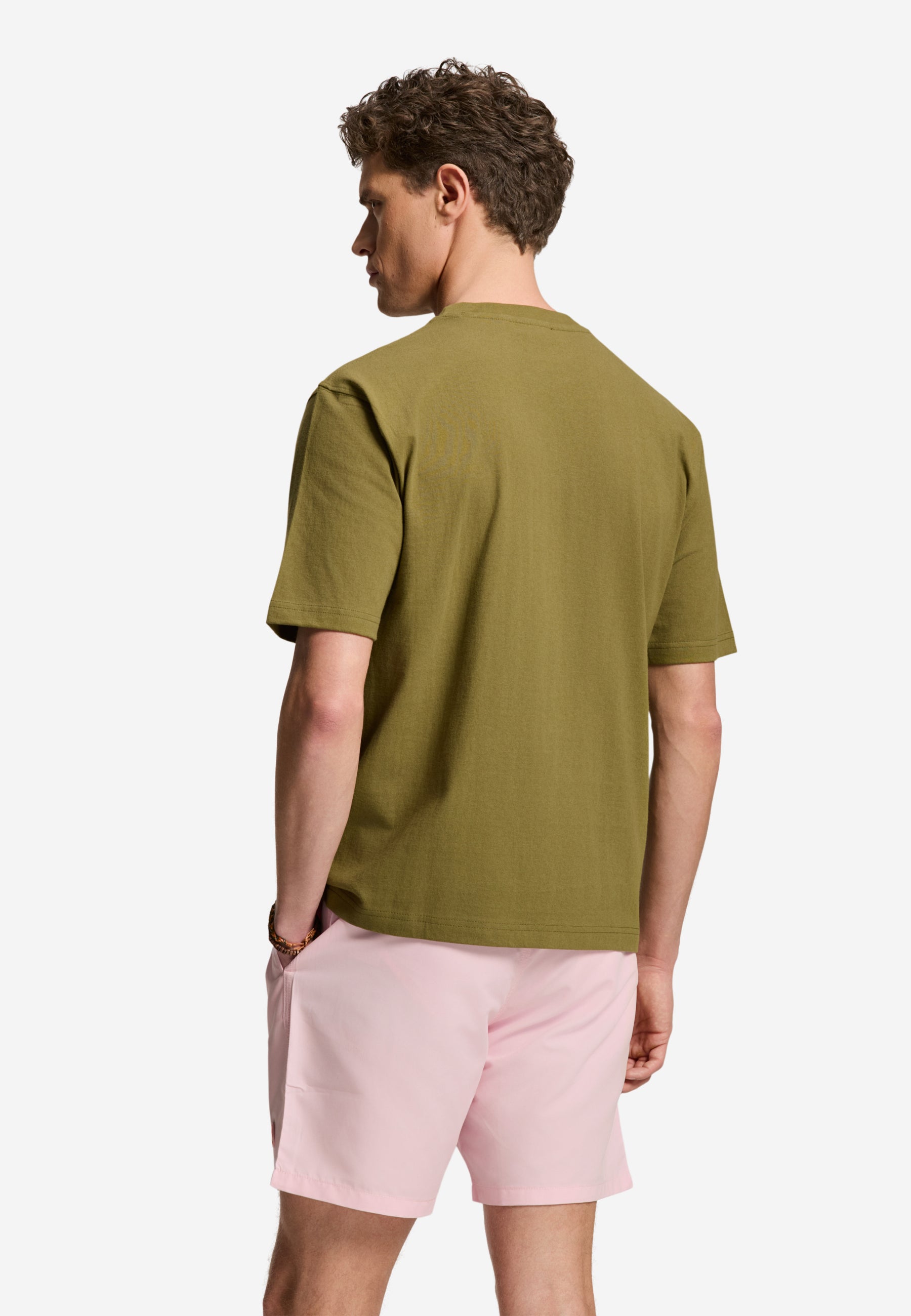 FINN relaxed t-shirt coral logo | green olive mist