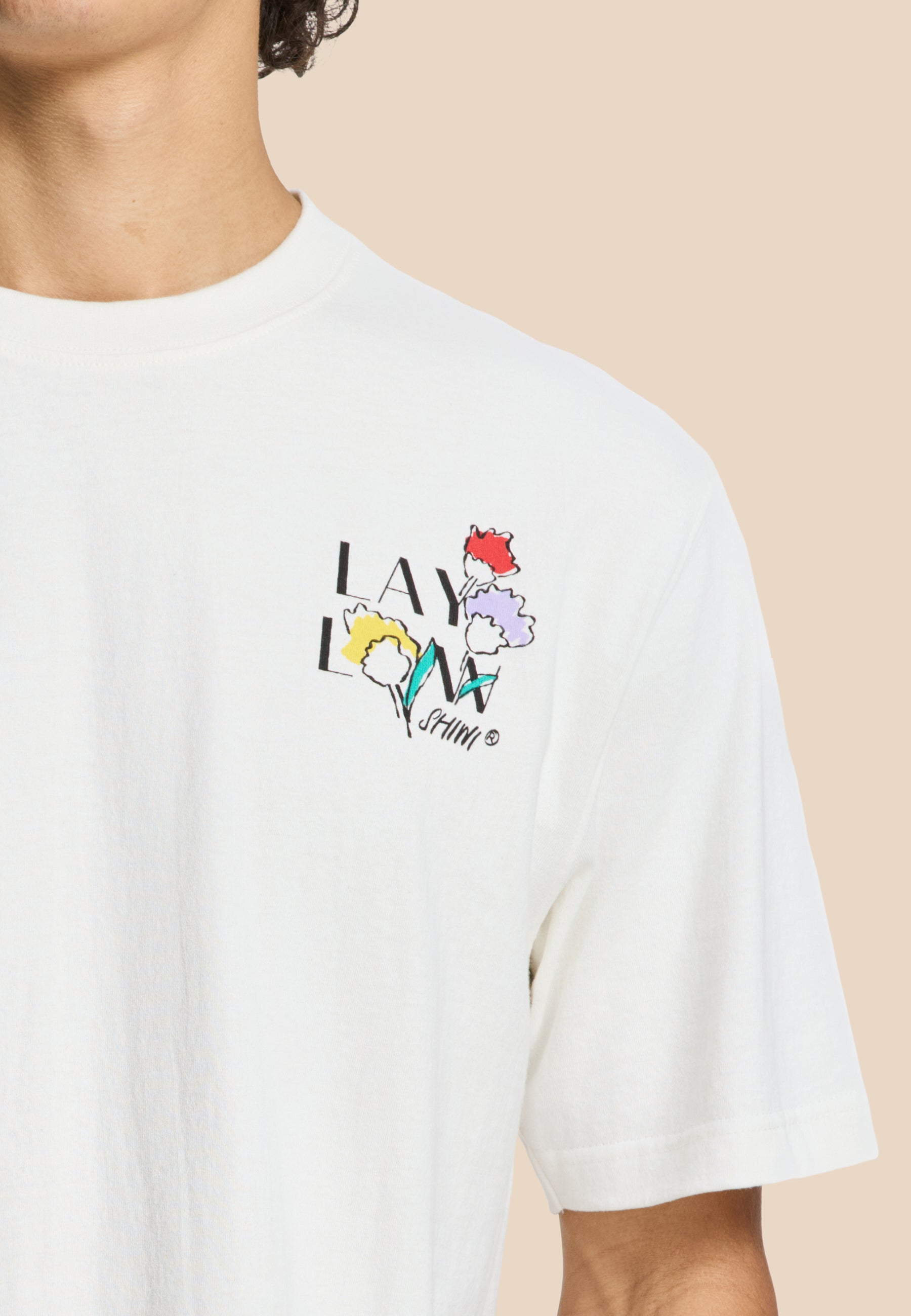 FINN relaxed t-shirt sketched flowers | white