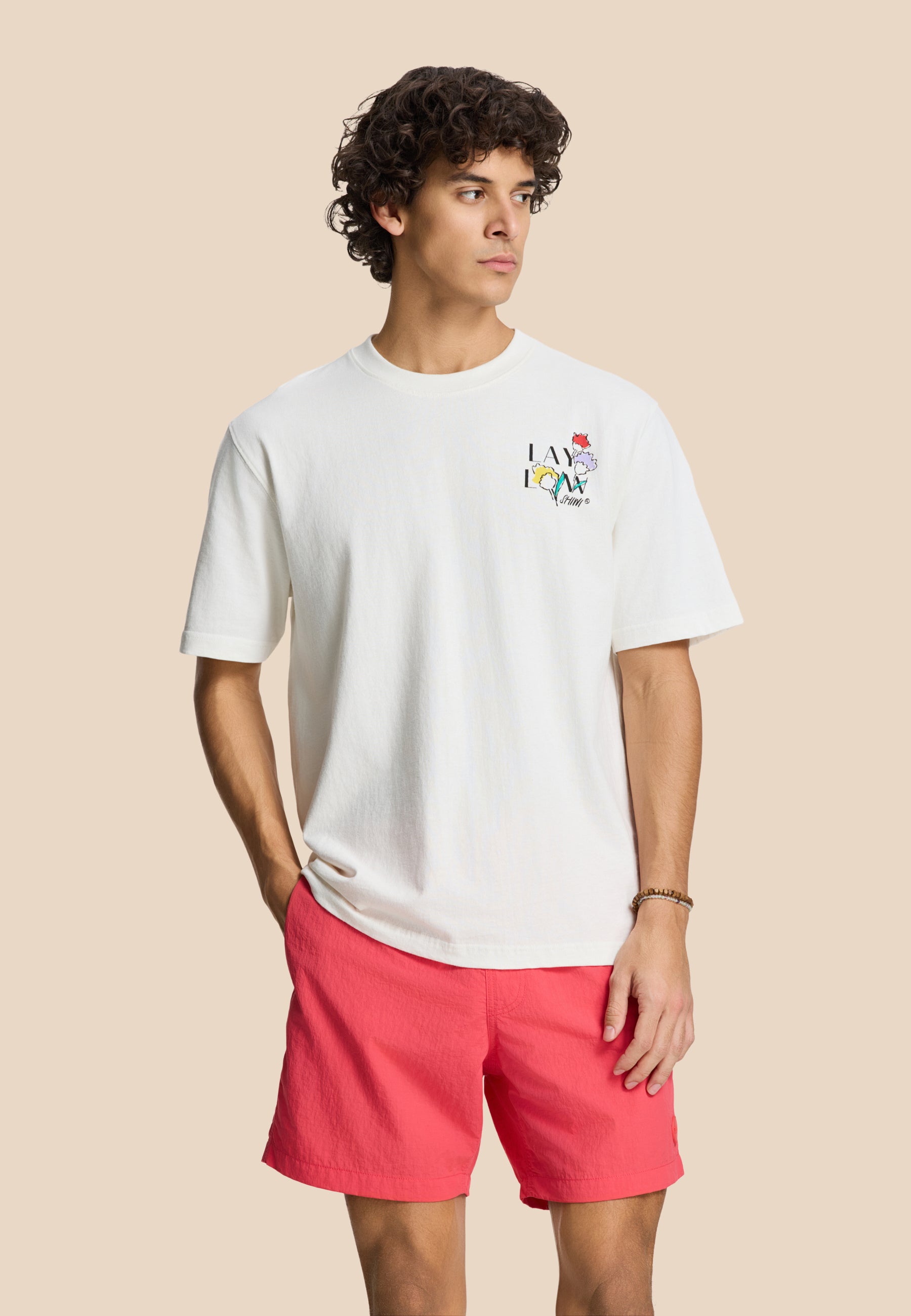 FINN relaxed t-shirt sketched flowers | white