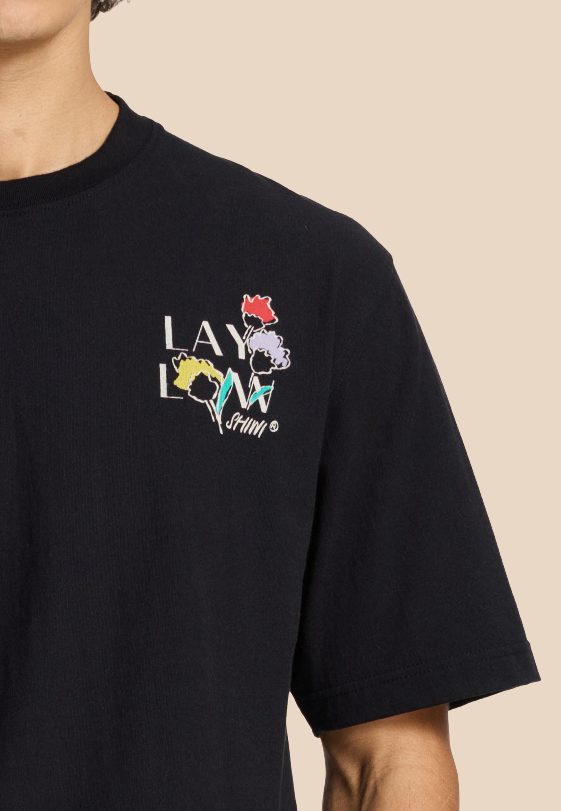 FINN relaxed t-shirt sketched flowers | black