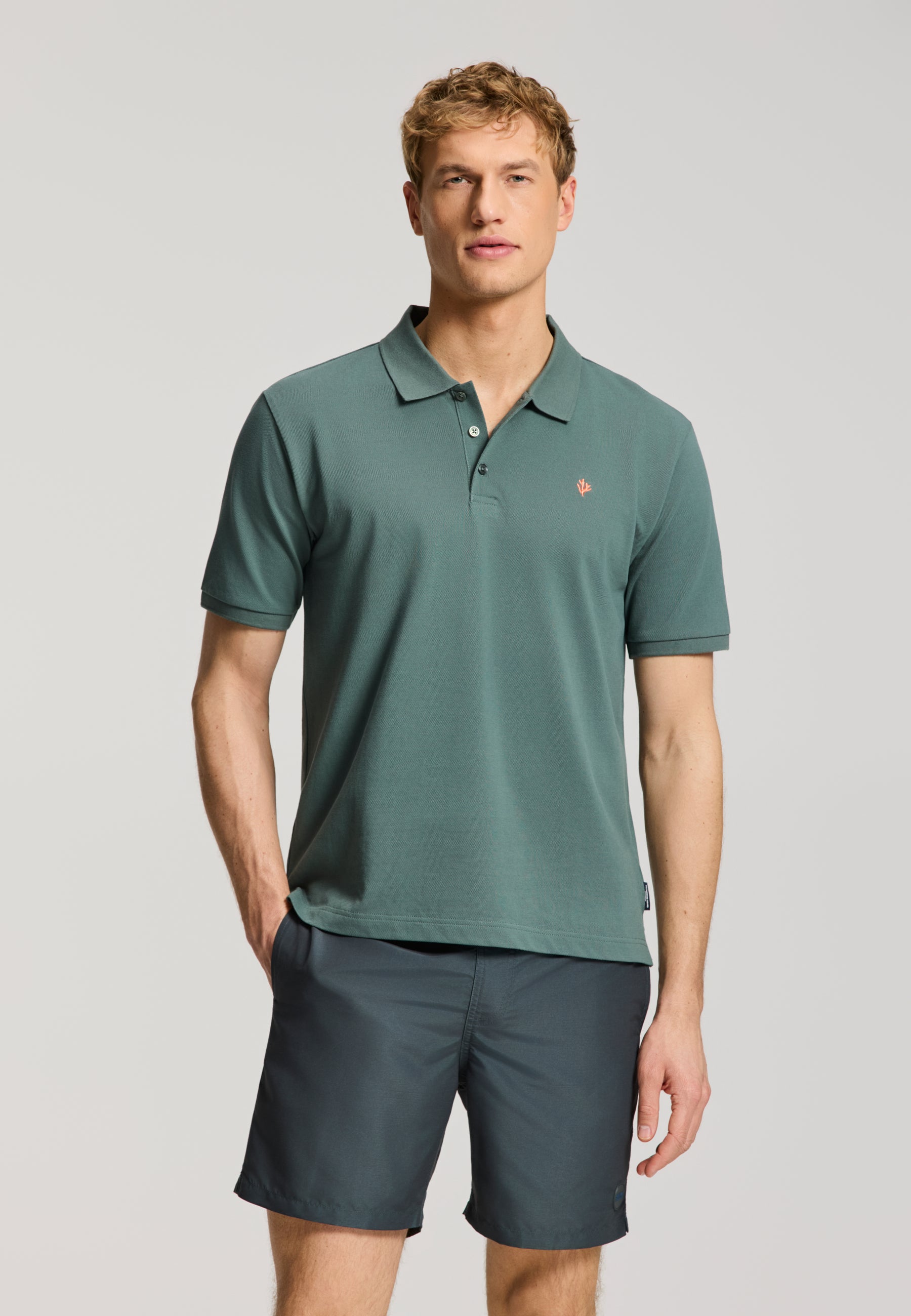 JUSTIN regular polo solid | green smokey