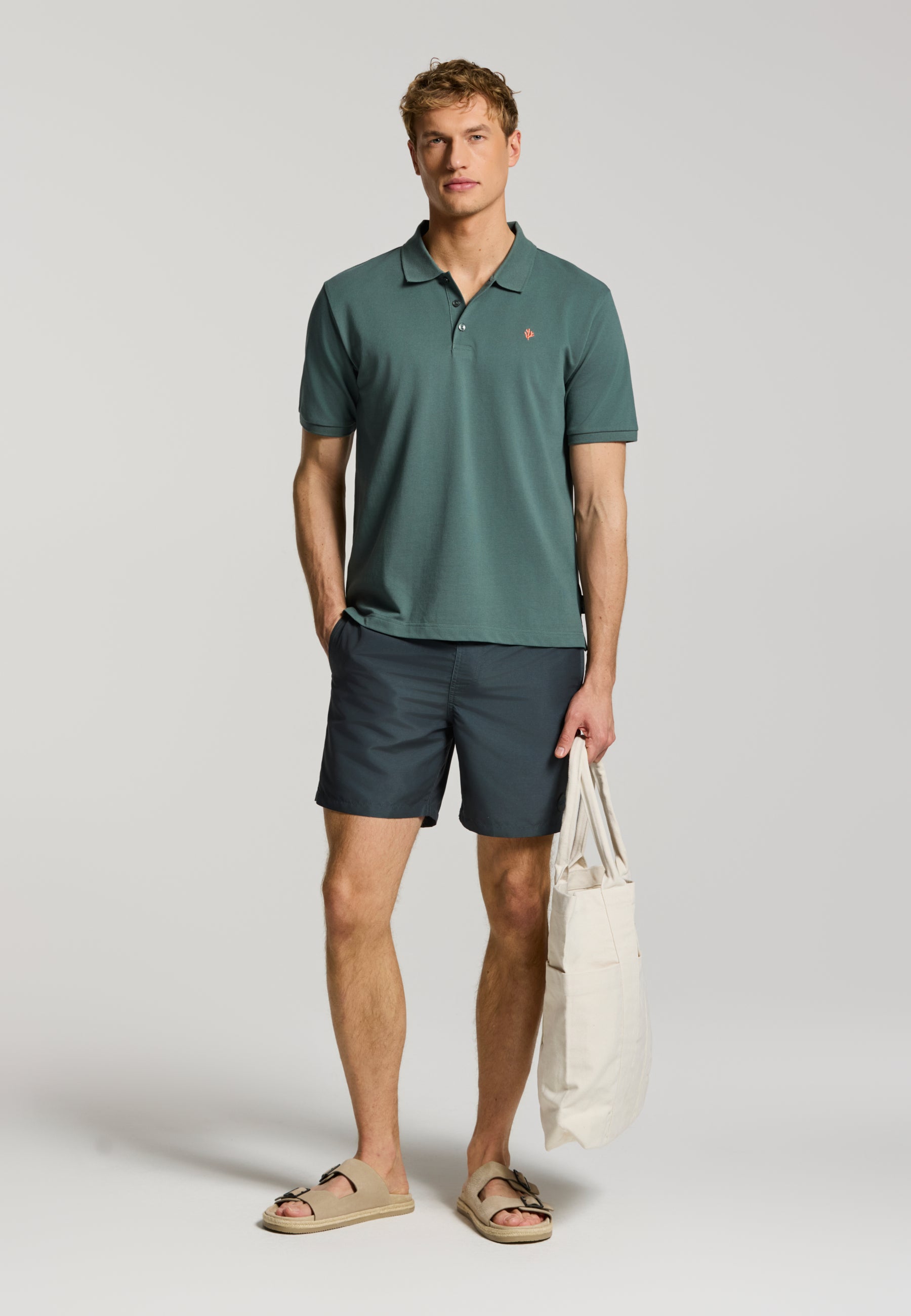 JUSTIN regular polo solid | green smokey