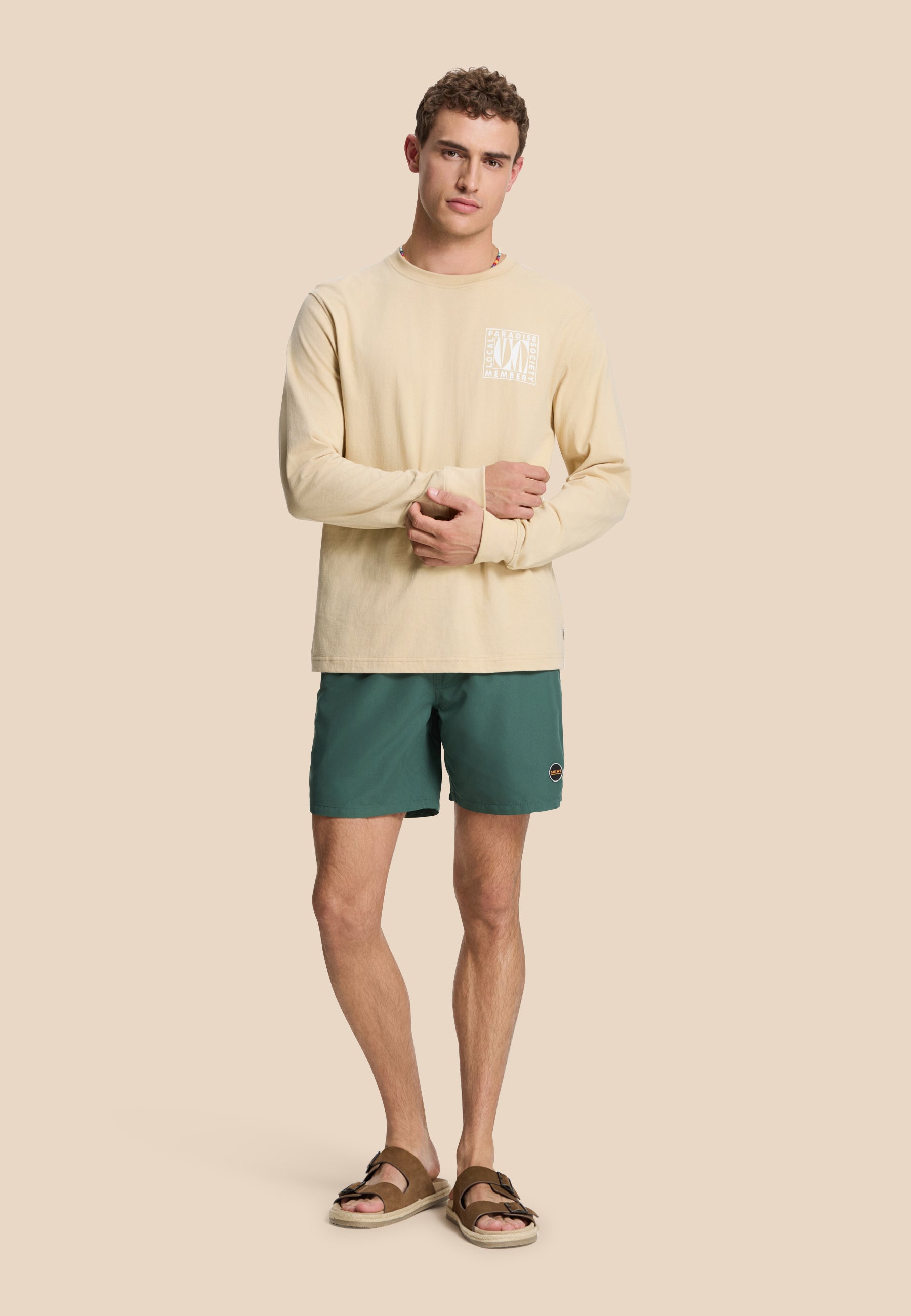 NOAH relaxed longsleeve paradise block | beige sand