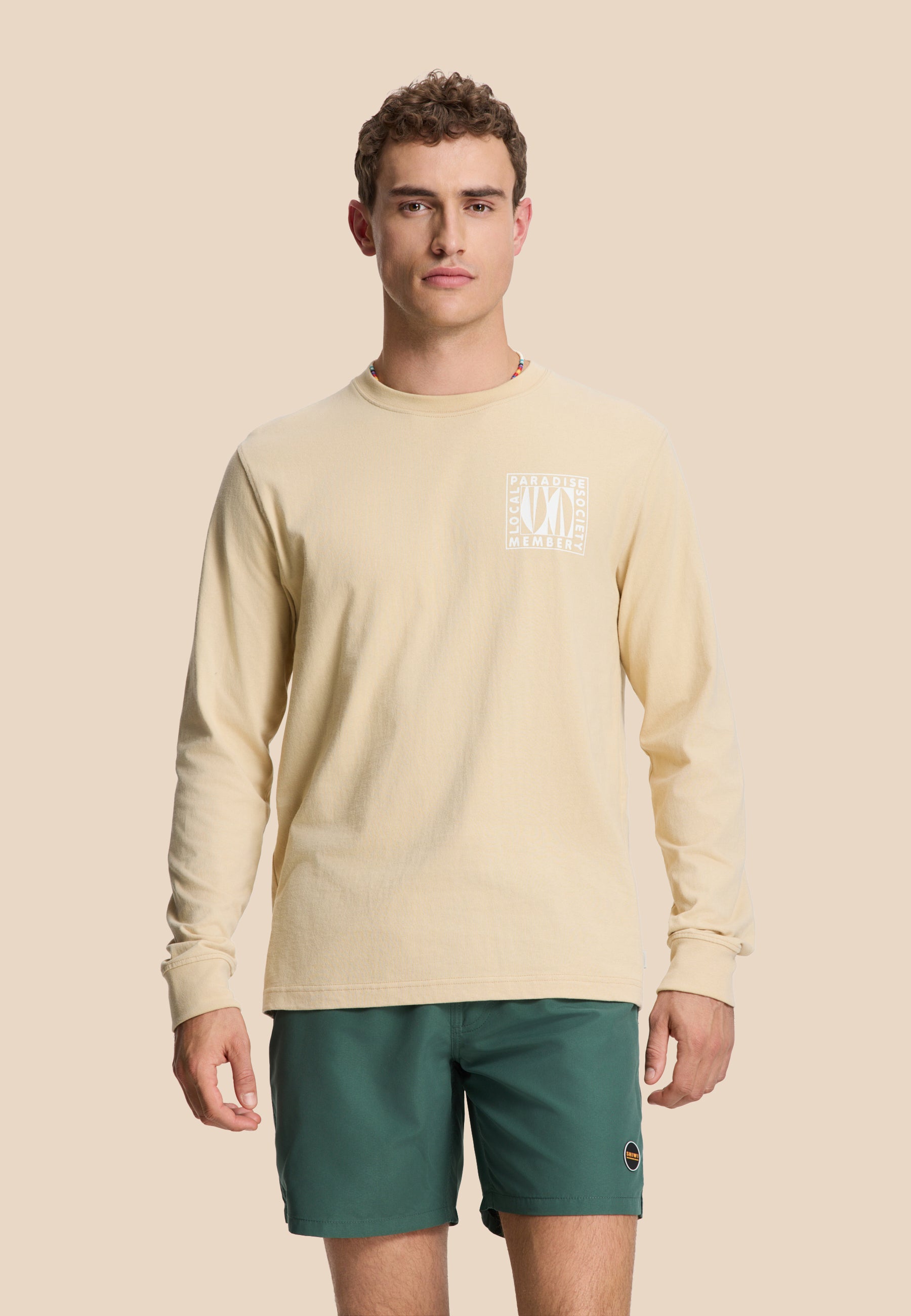 NOAH relaxed longsleeve paradise block | beige sand