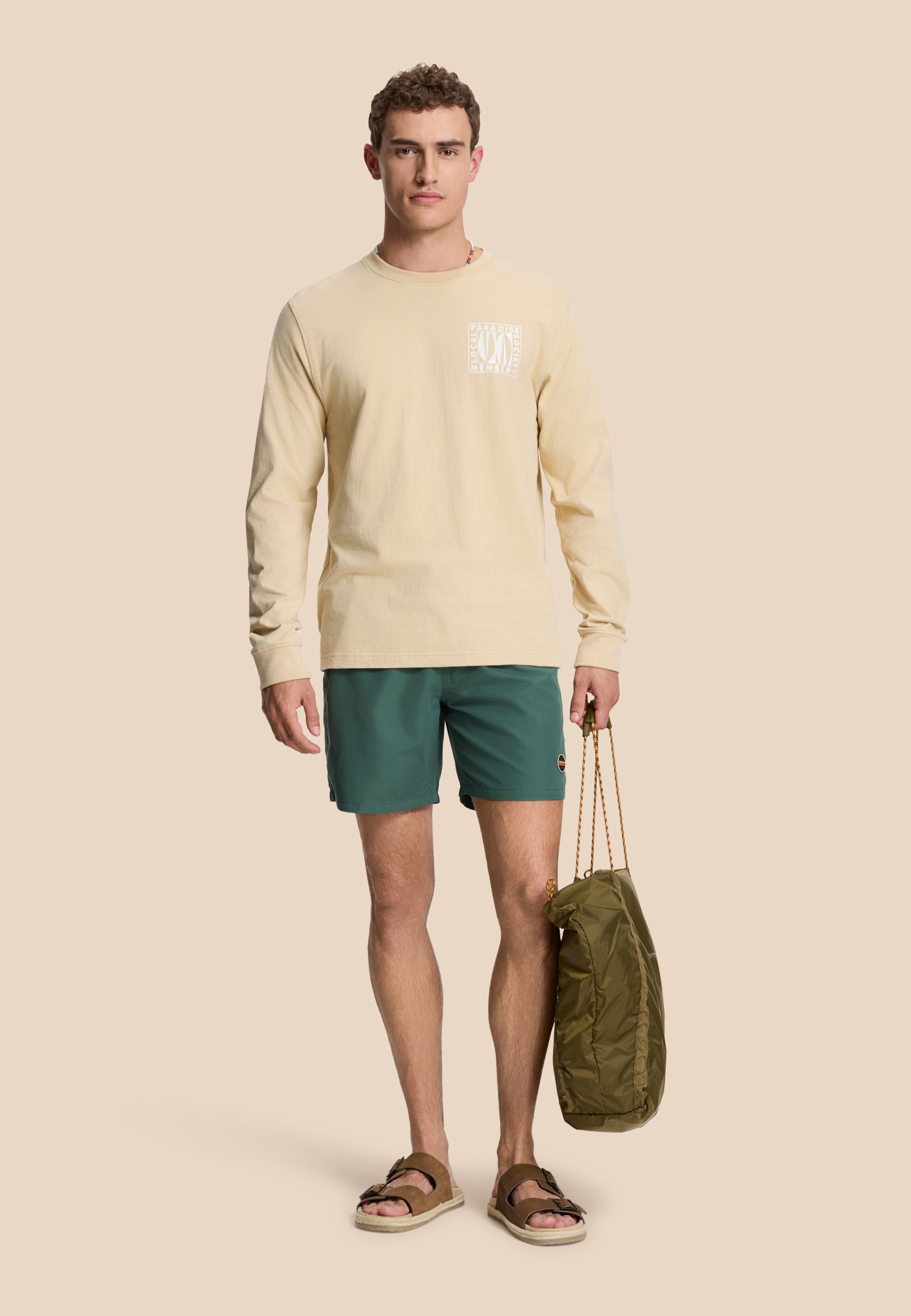 NOAH relaxed longsleeve paradise block | beige sand
