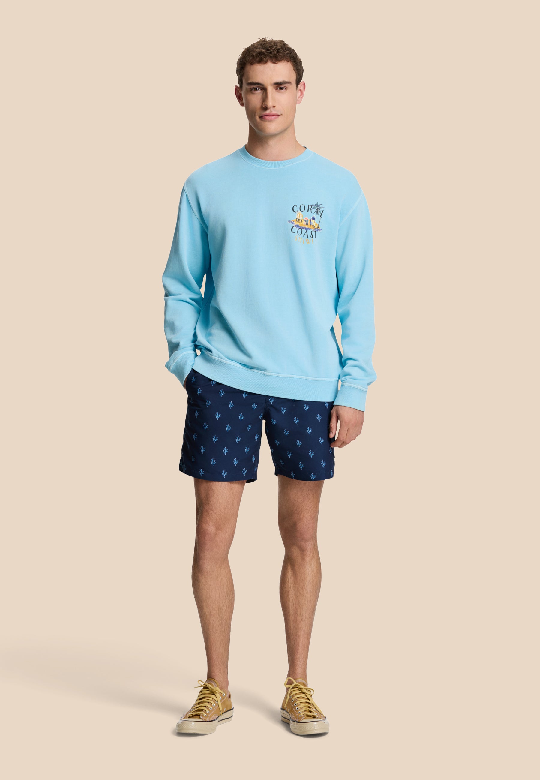 MIKE swim shorts sketched coral | blue navy - Shiwi