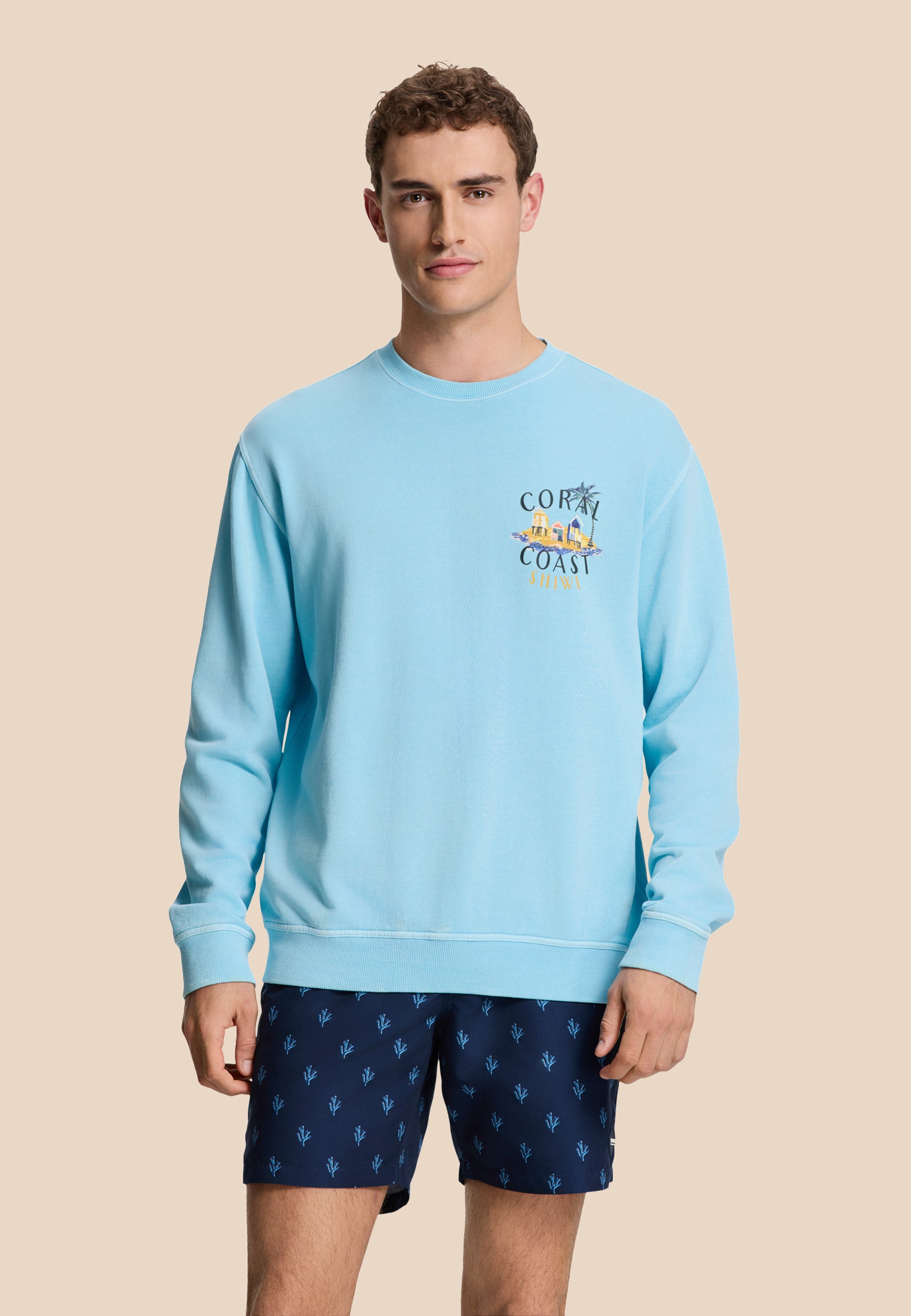 MIKE swim shorts sketched coral | blue navy - Shiwi