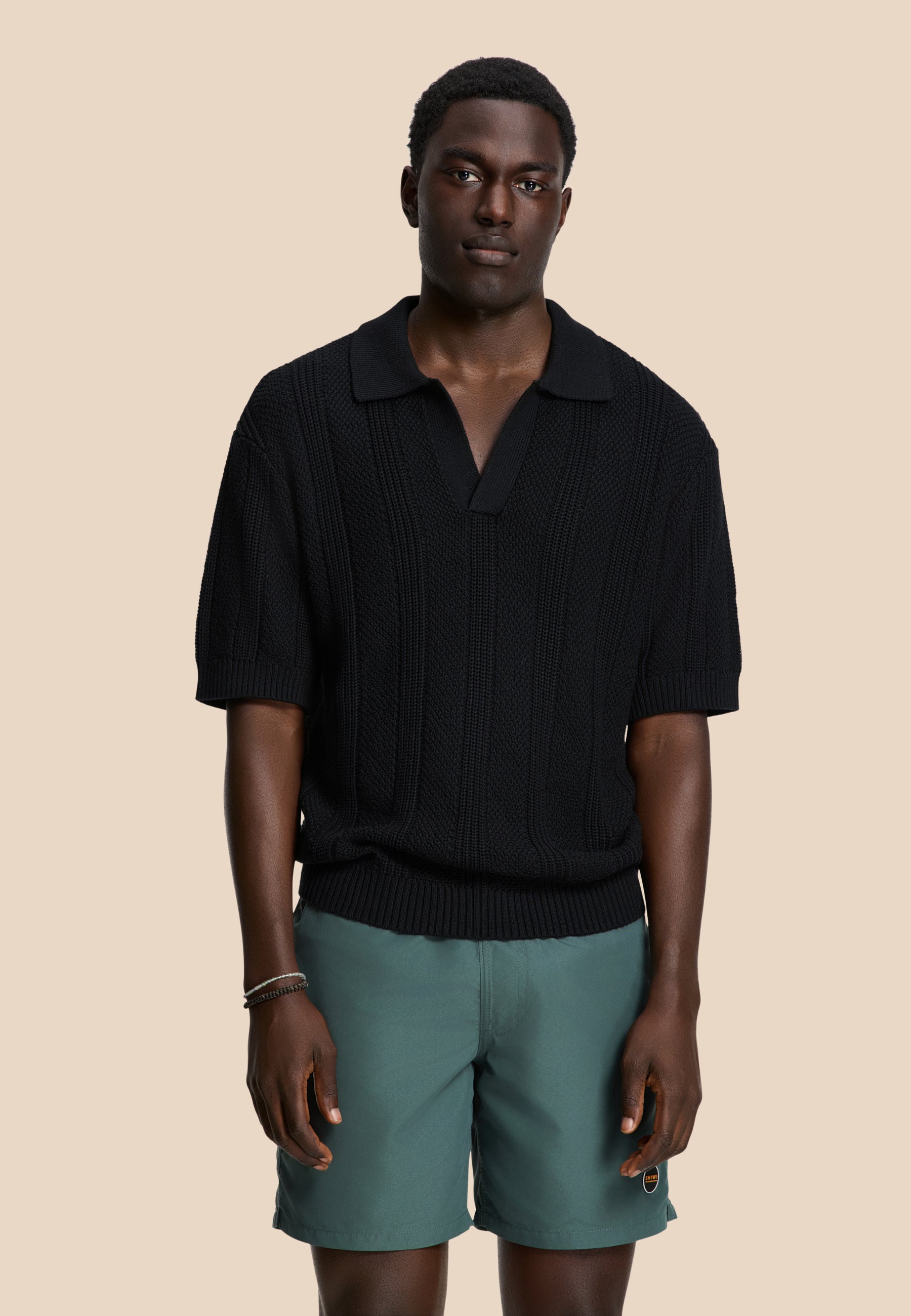 PITT knitted polo solid | black