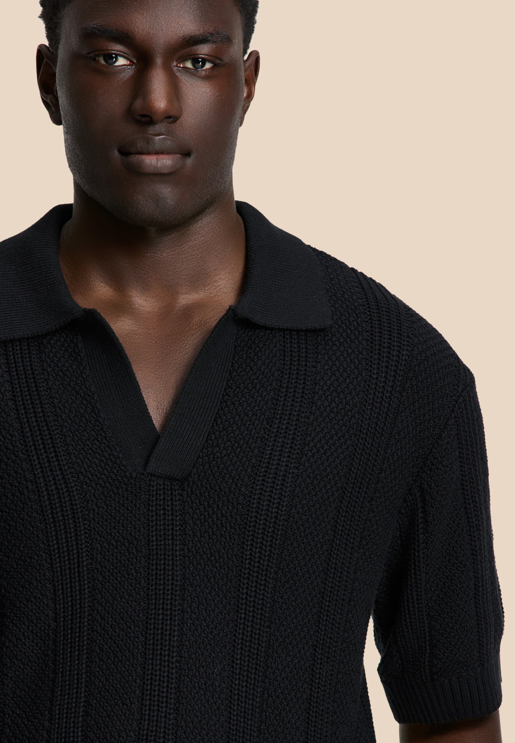 PITT knitted polo solid | black