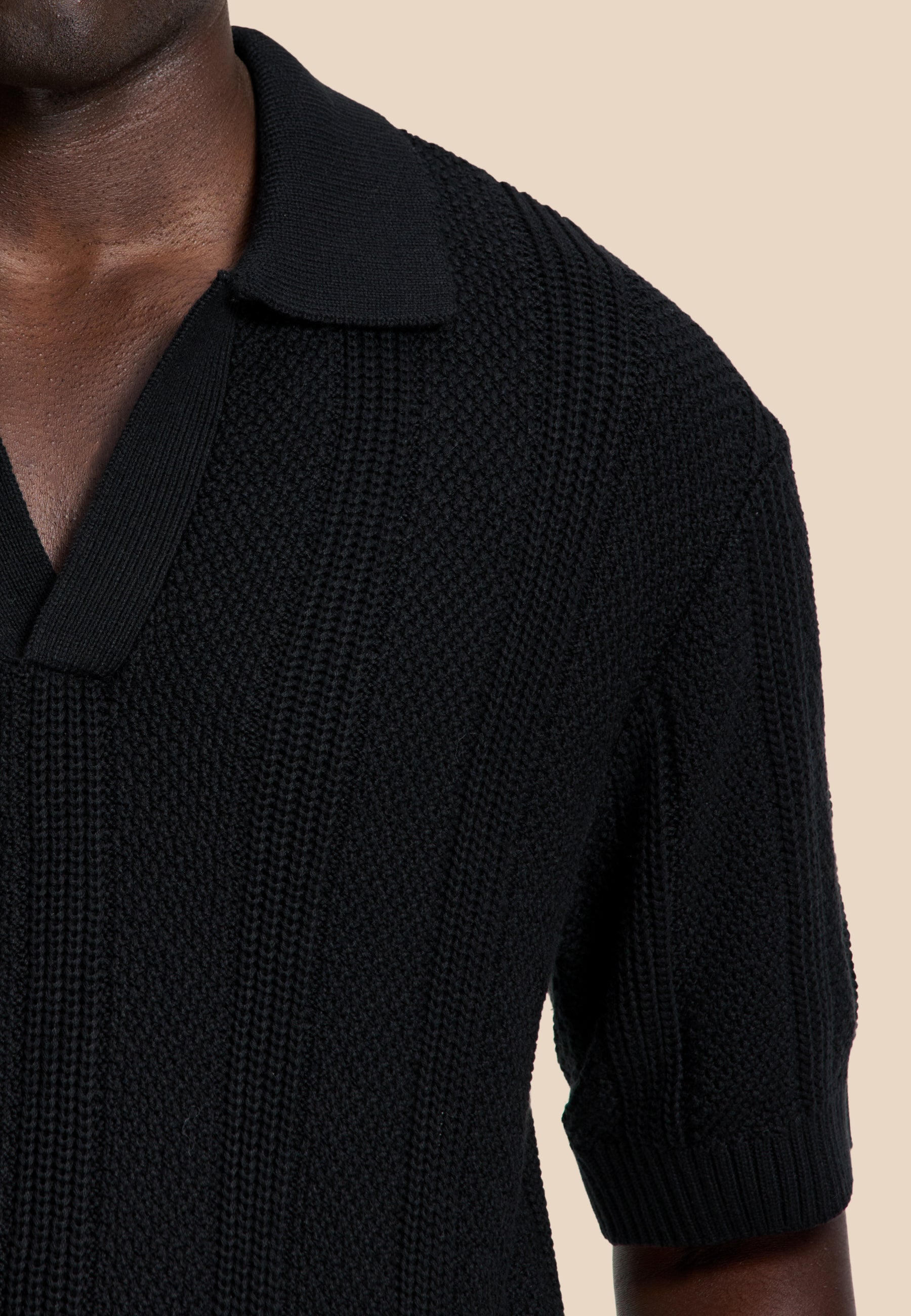 PITT knitted polo solid | black