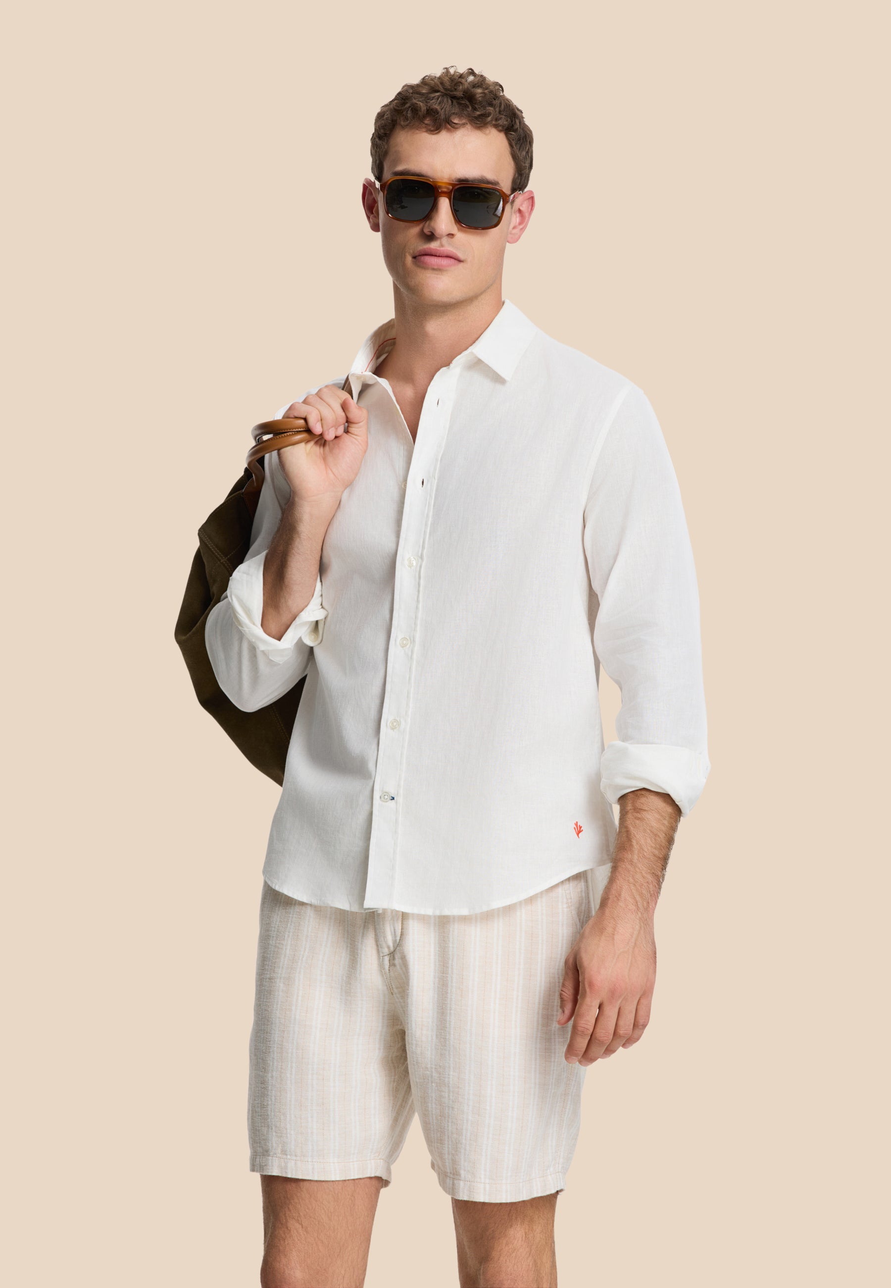 RICK linen long sleeve shirt solid | white