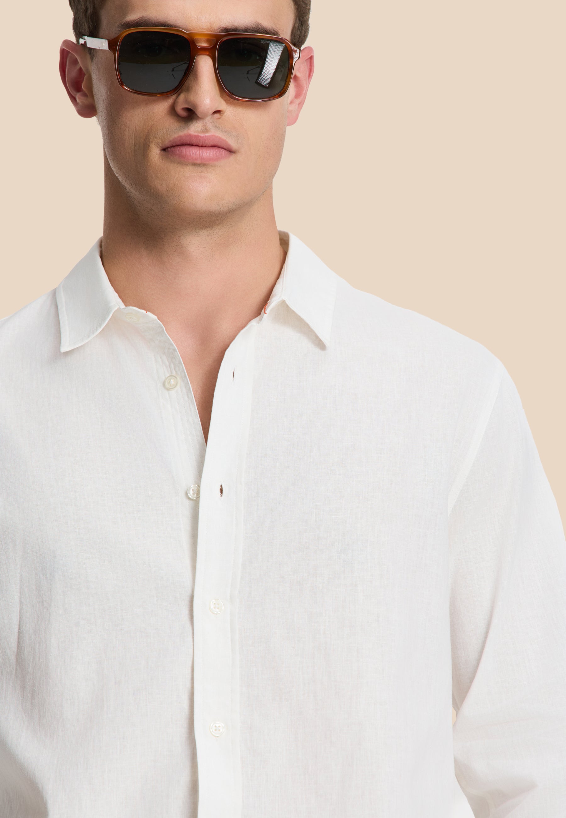 RICK linen long sleeve shirt solid | white