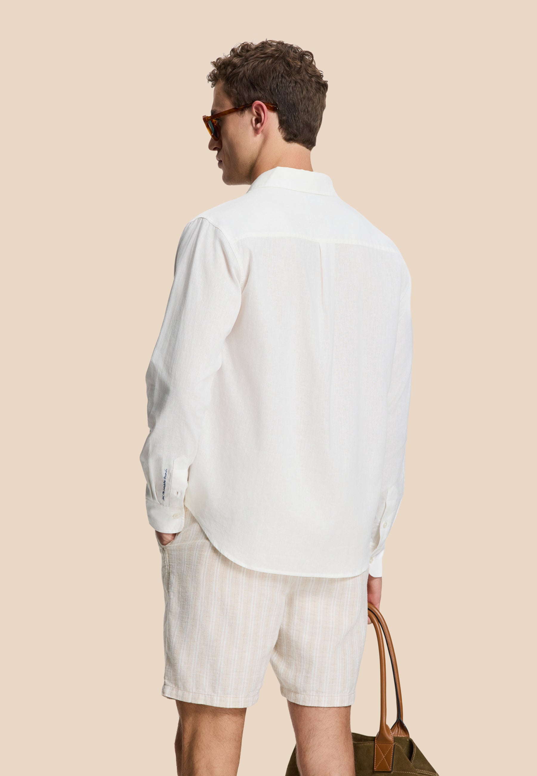 RICK linen long sleeve shirt solid | white