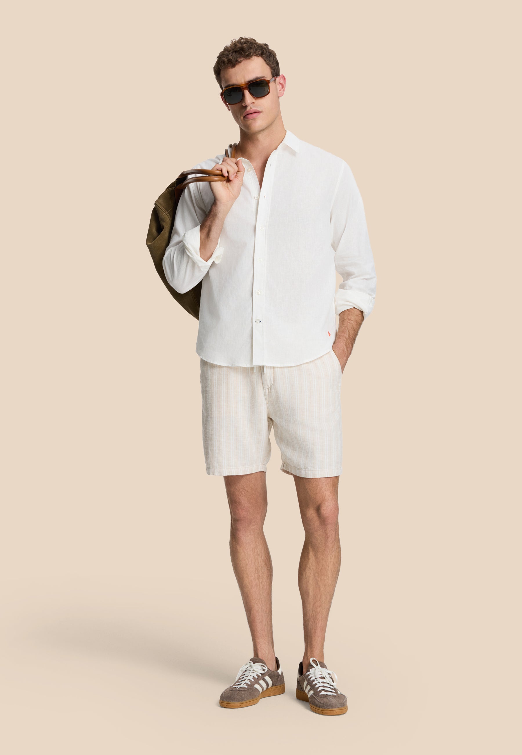 RICK linen long sleeve shirt solid | white