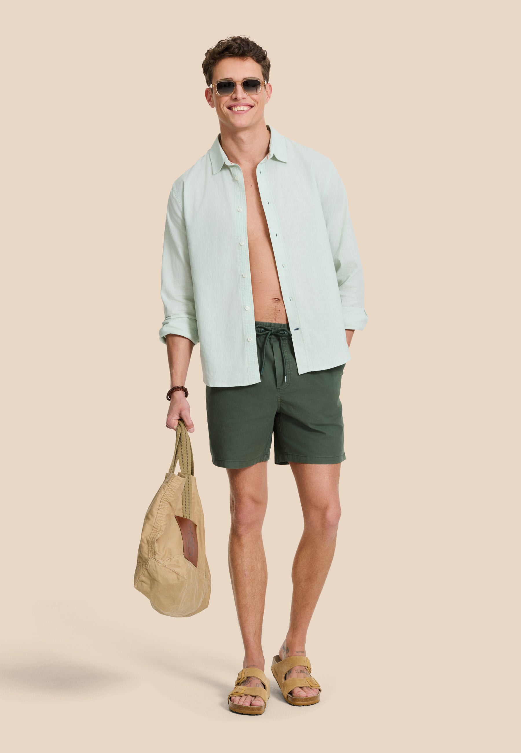 RICK linen long sleeve shirt solid | green seafoam