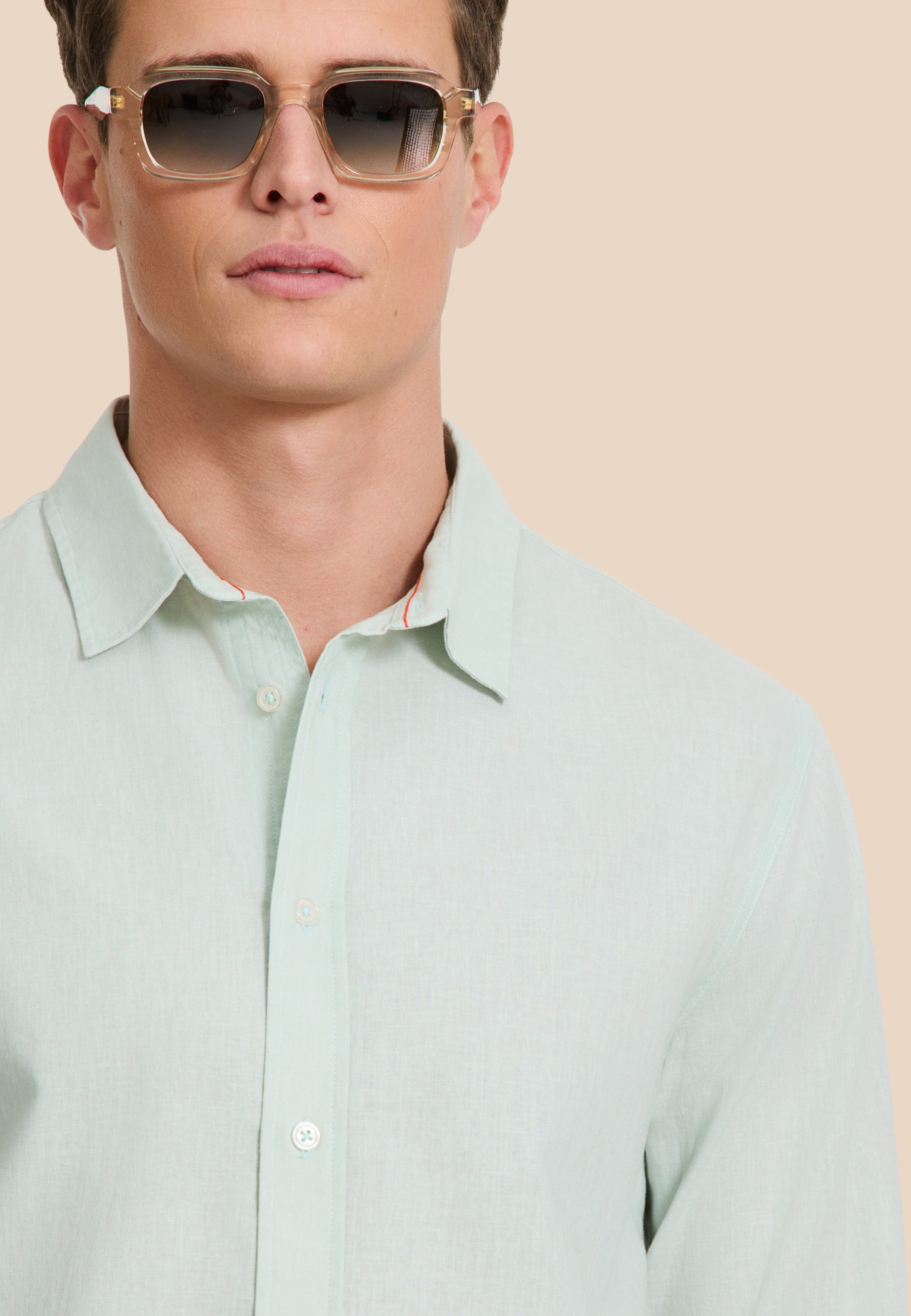 RICK linen long sleeve shirt solid | green seafoam