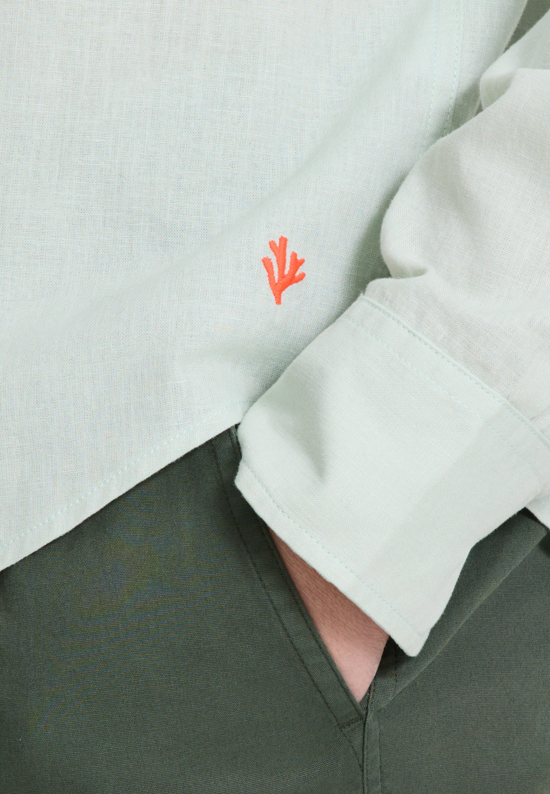 RICK linen long sleeve shirt solid | green seafoam