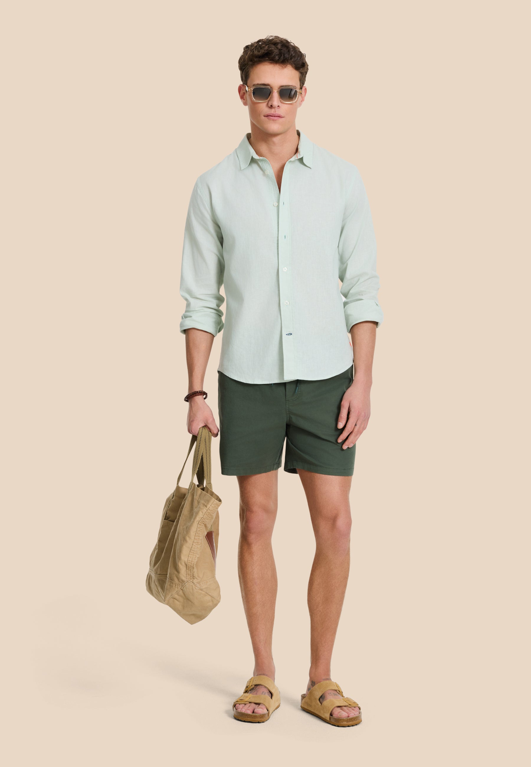 RICK linen long sleeve shirt solid | green seafoam