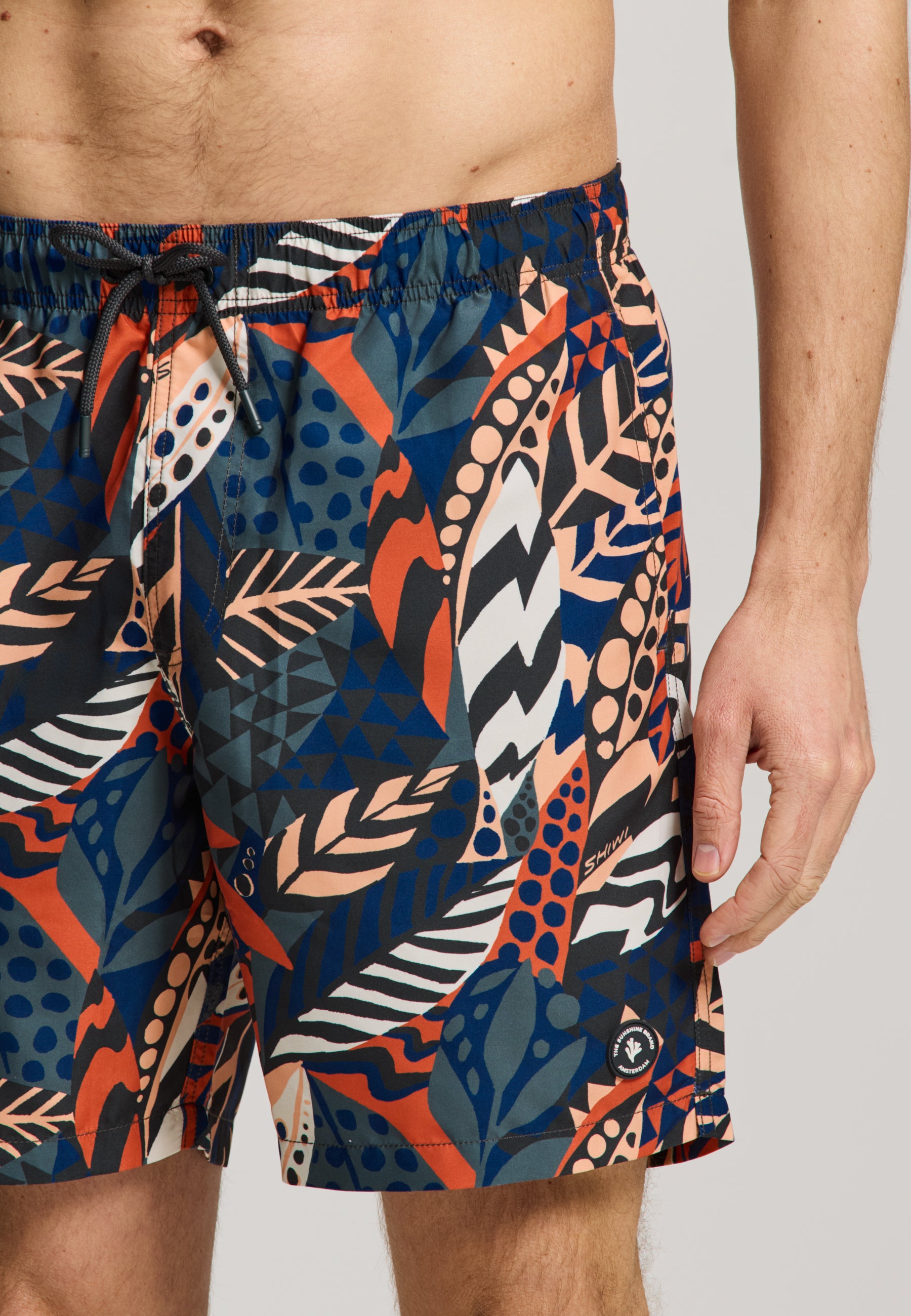 MIKE swim shorts geo leaves | orange - Shiwi