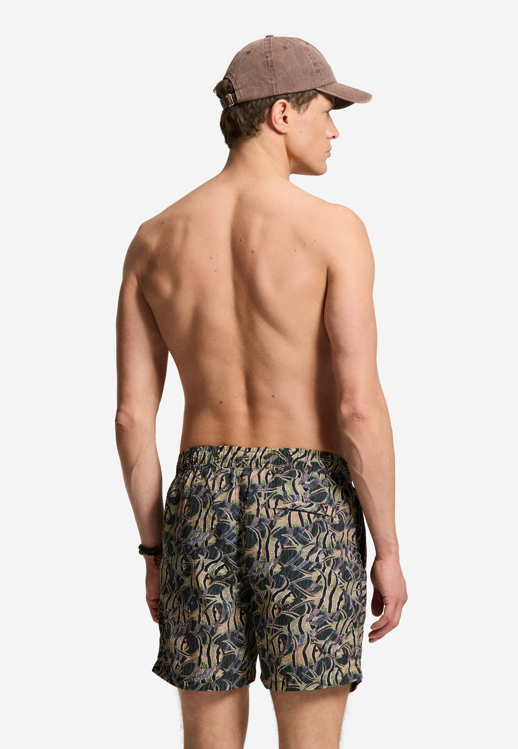 NATE QUICK DRY swim shorts angle fish | beige