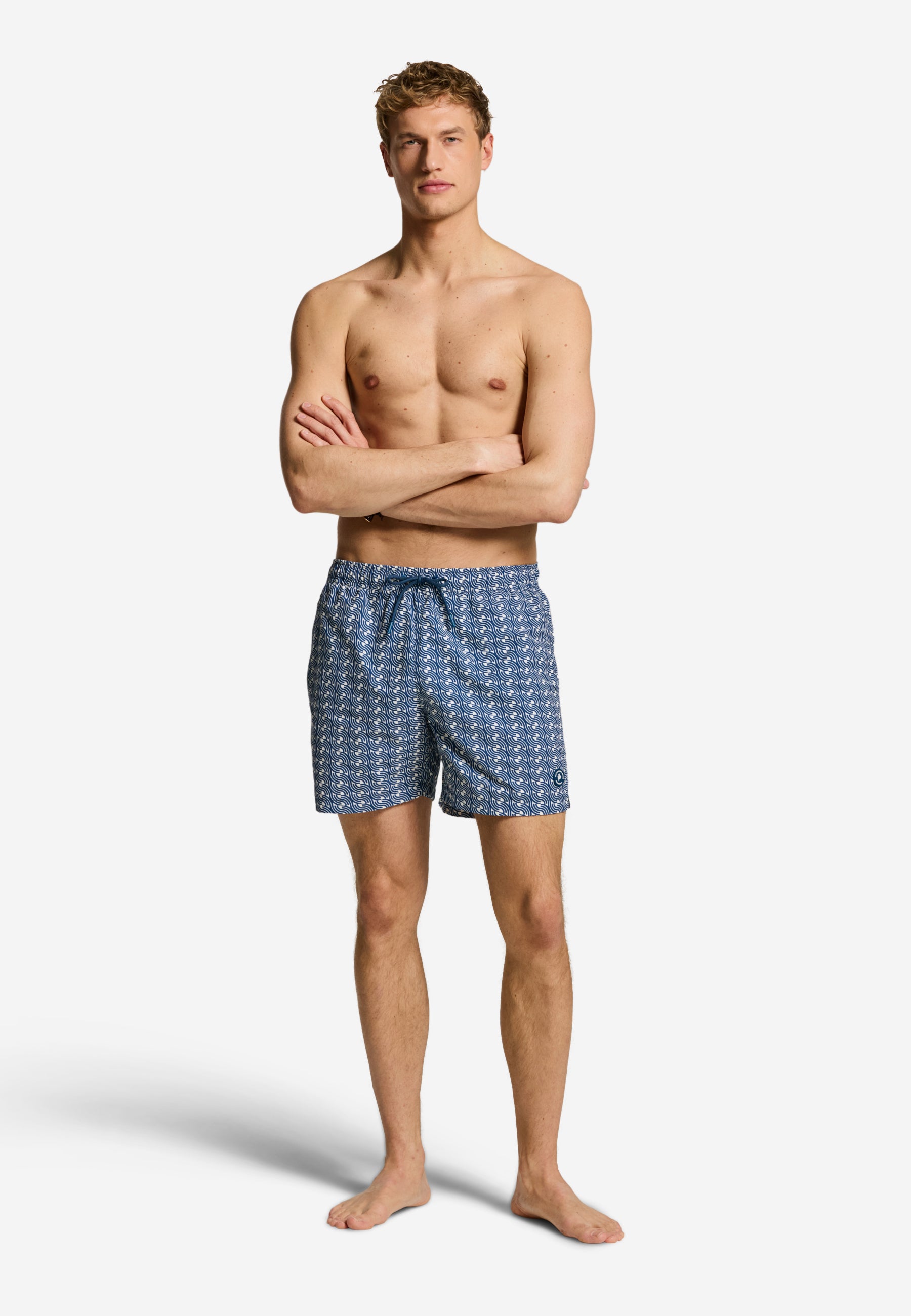NATE QUICK DRY swim shorts geo waves | blue slate