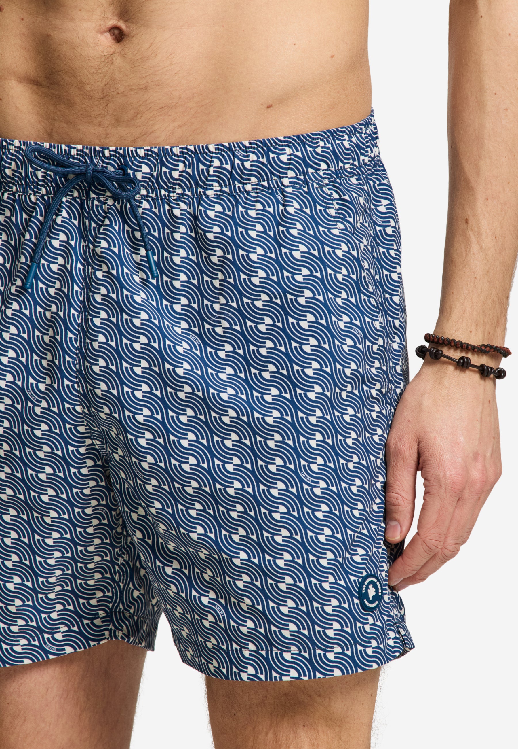 NATE QUICK DRY swim shorts geo waves | blue slate