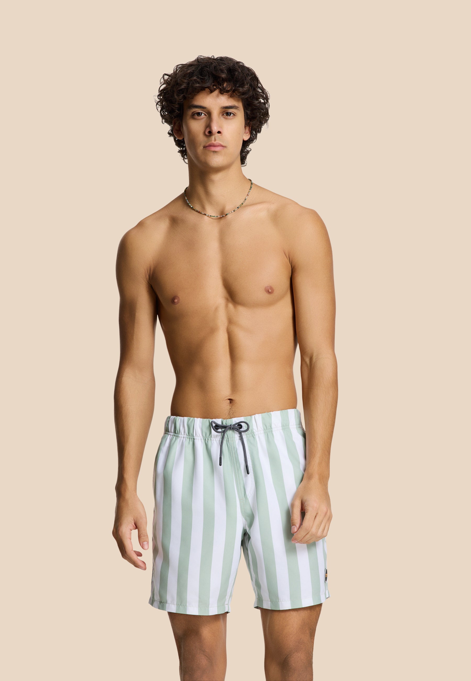 MIKE swim shorts broad stripe | dust green - Shiwi