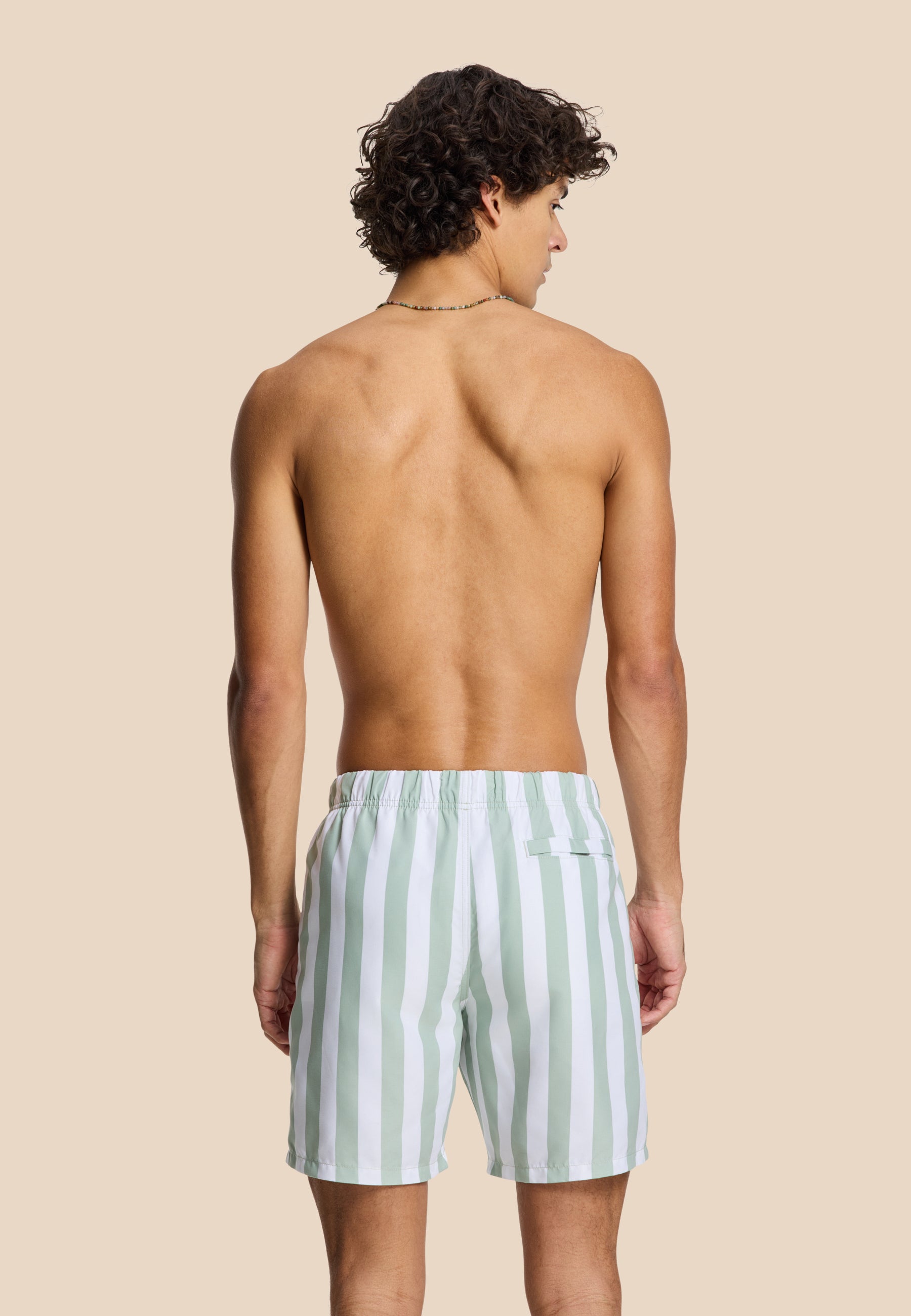 MIKE swim shorts broad stripe | dust green - Shiwi