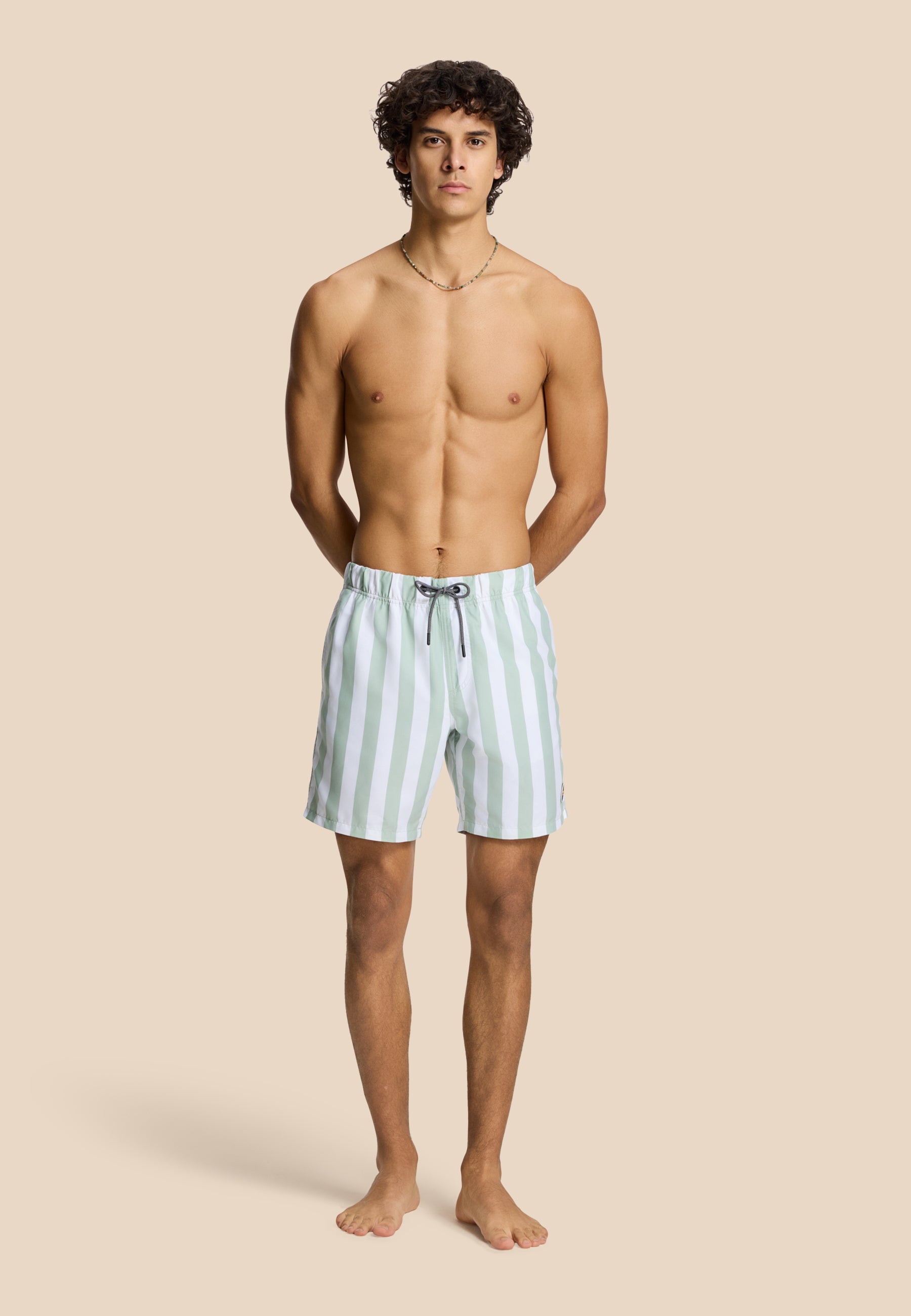MIKE swim shorts broad stripe | dust green - Shiwi