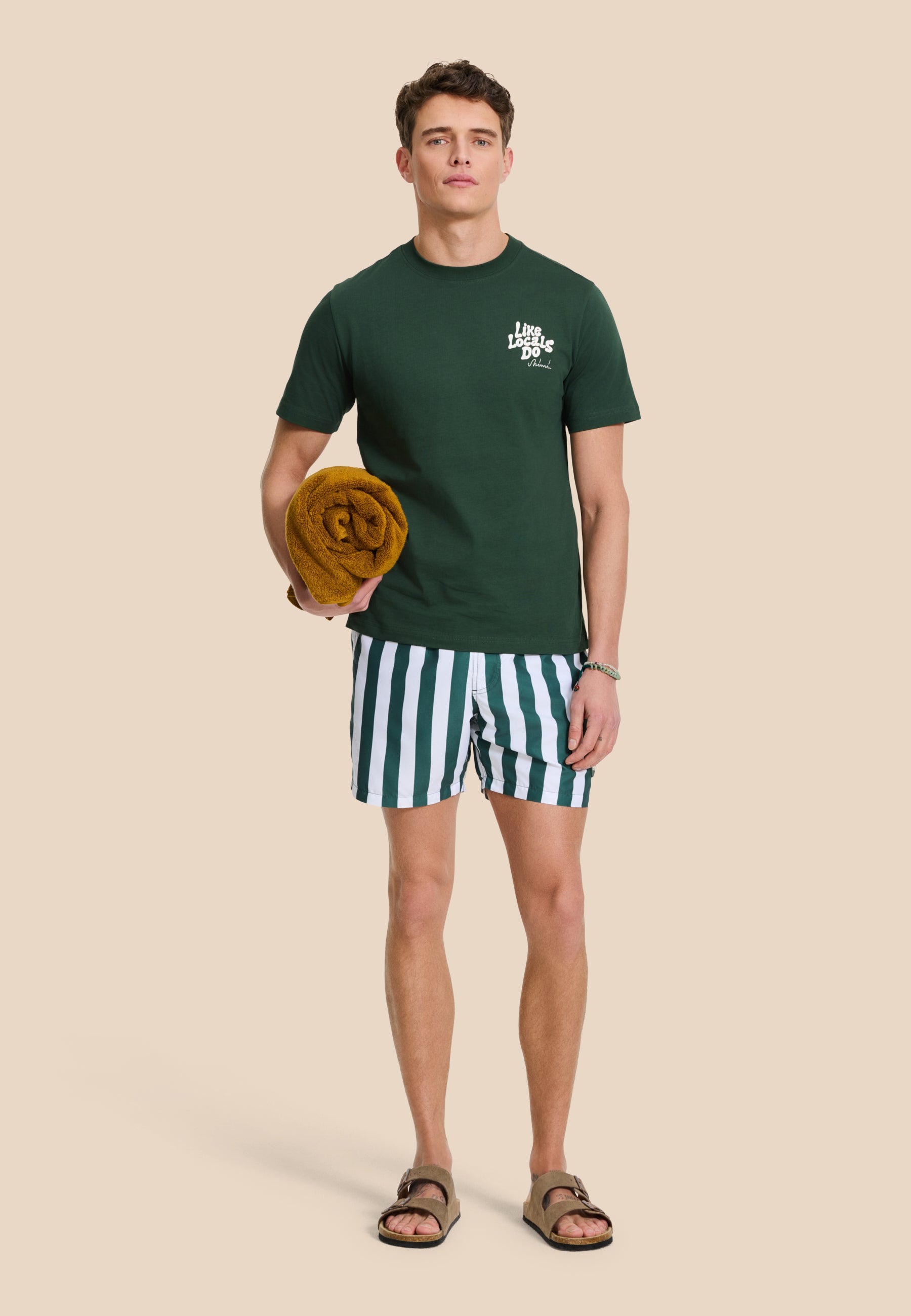 MAC swim shorts broad stripe | green leaf