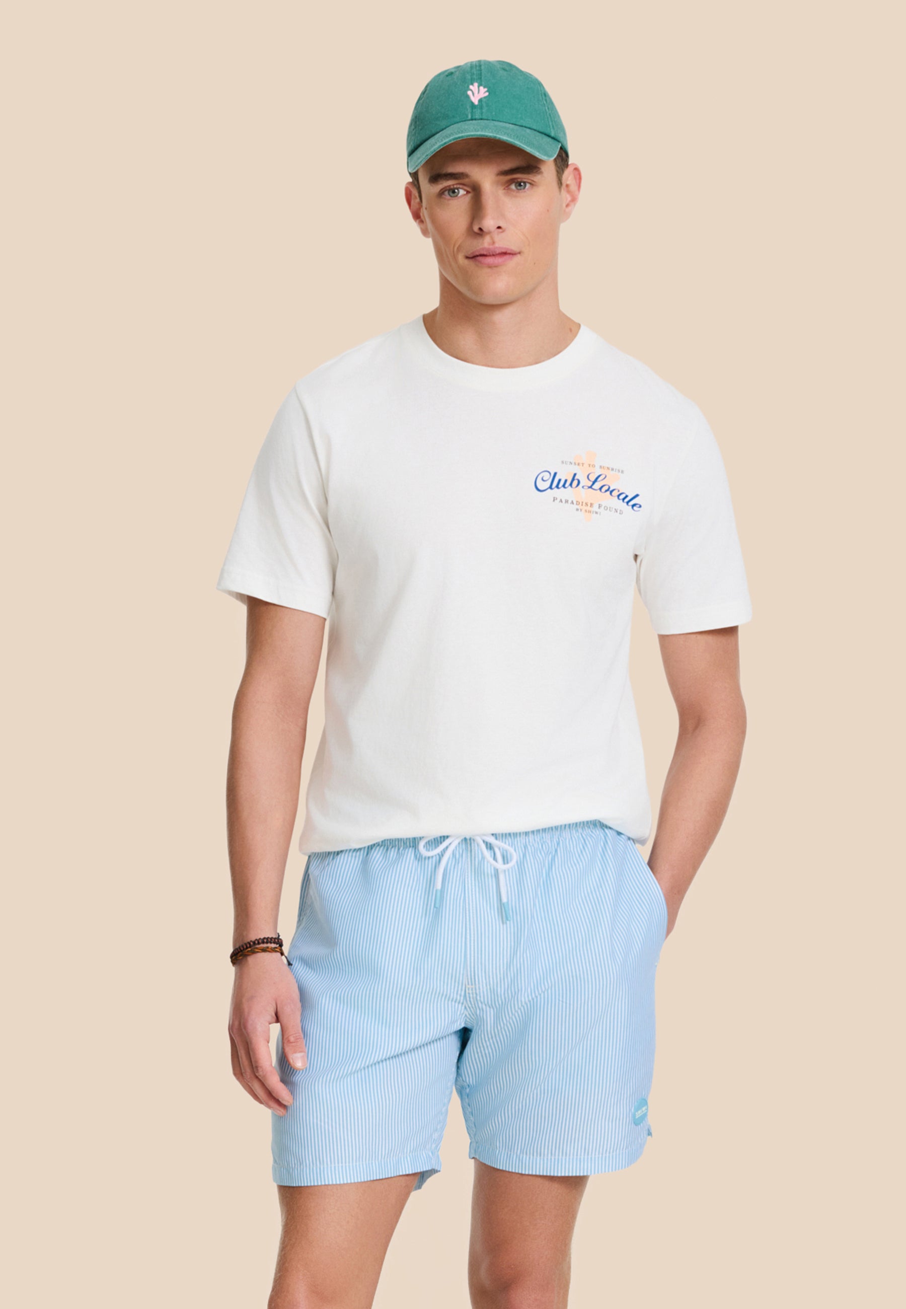 MIKE swim shorts fine stripe | blue sky