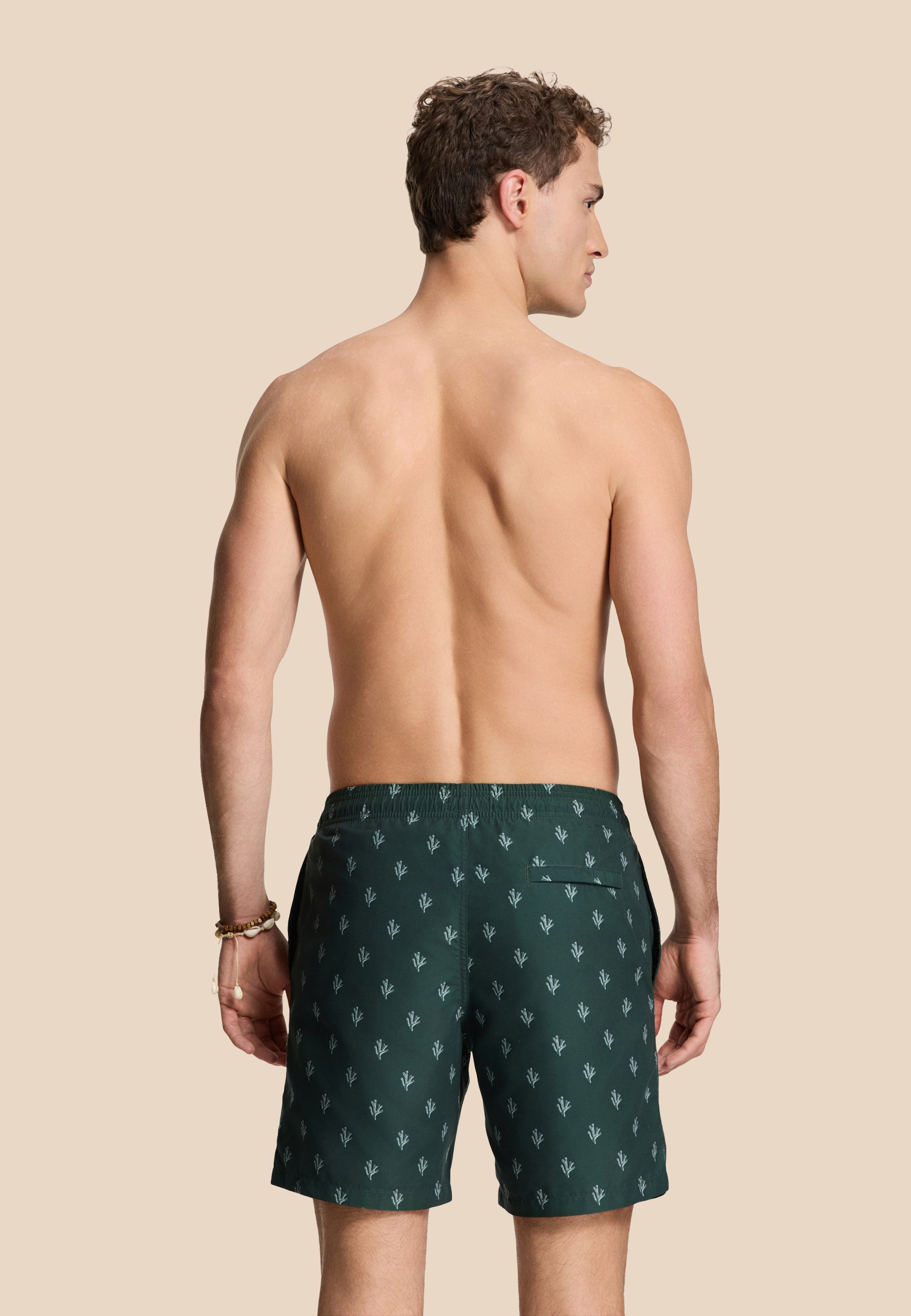 MIKE zwembroek sketched coral | green leaf