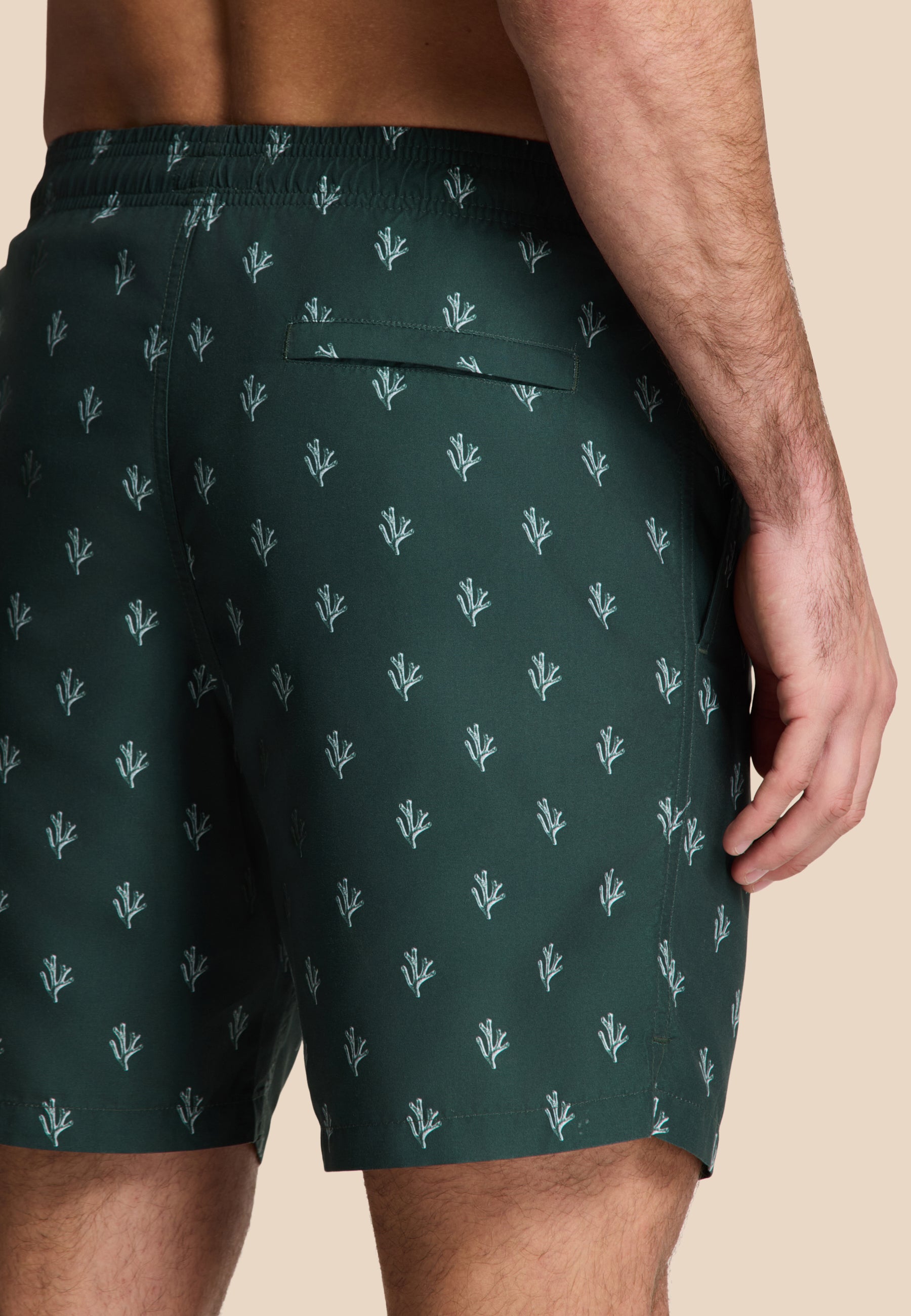 MIKE zwembroek sketched coral | green leaf