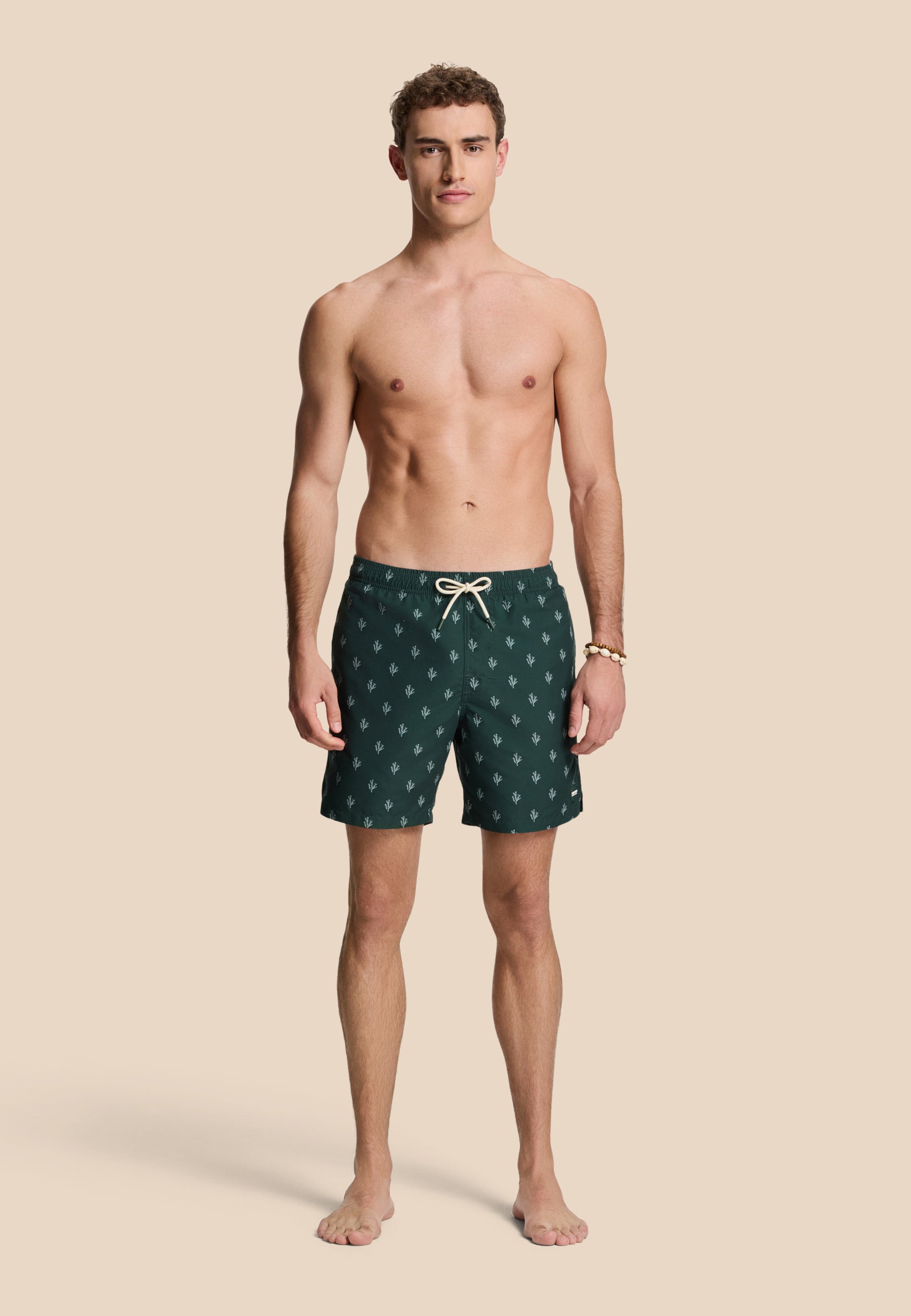 MIKE zwembroek sketched coral | green leaf