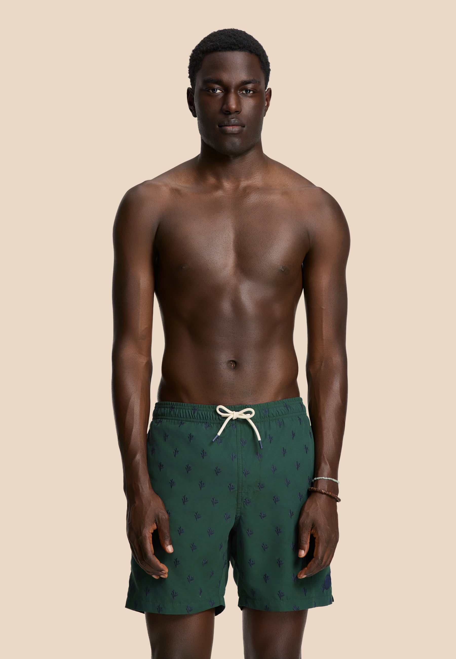 MIKE swim shorts coral embro | green leaf