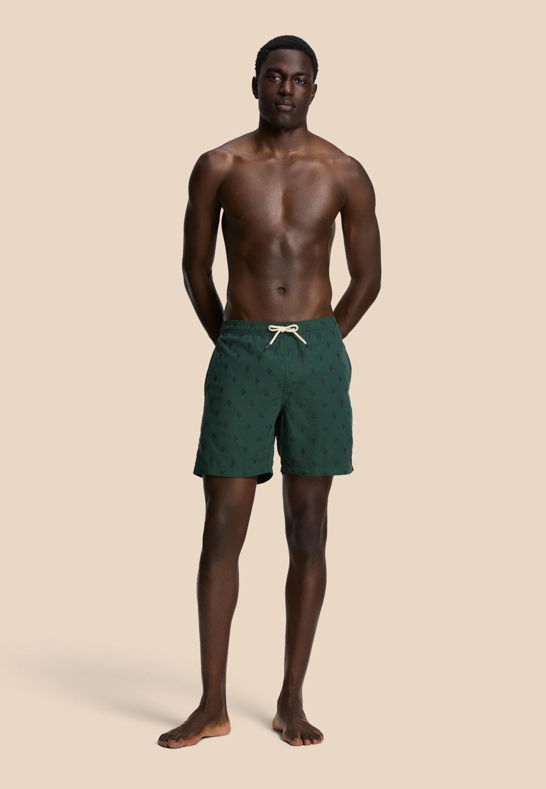 MIKE swim shorts coral embro | green leaf