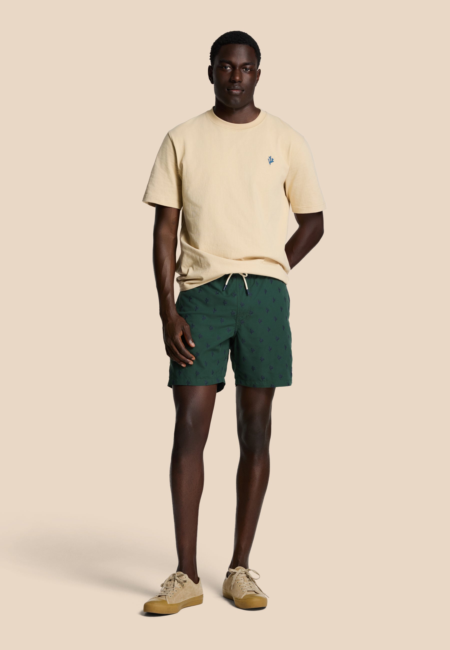 MIKE swim shorts coral embro | green leaf