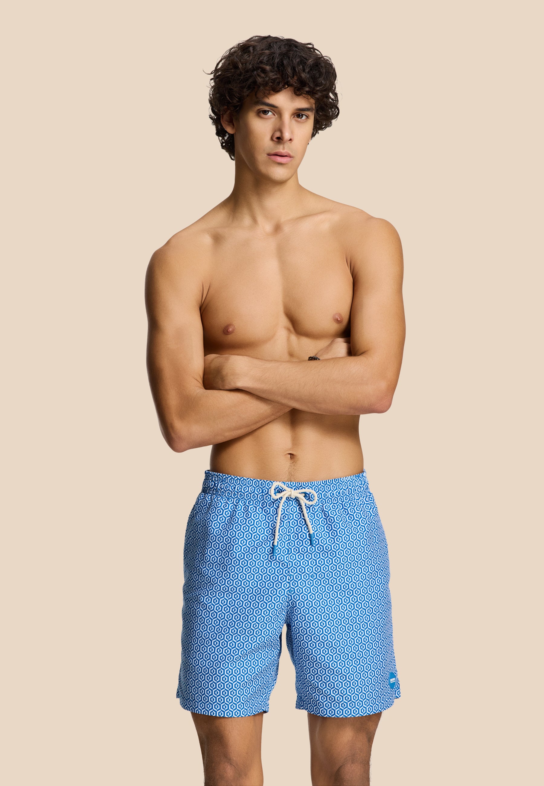 MIKE swim shorts geo tile | blue kobalt